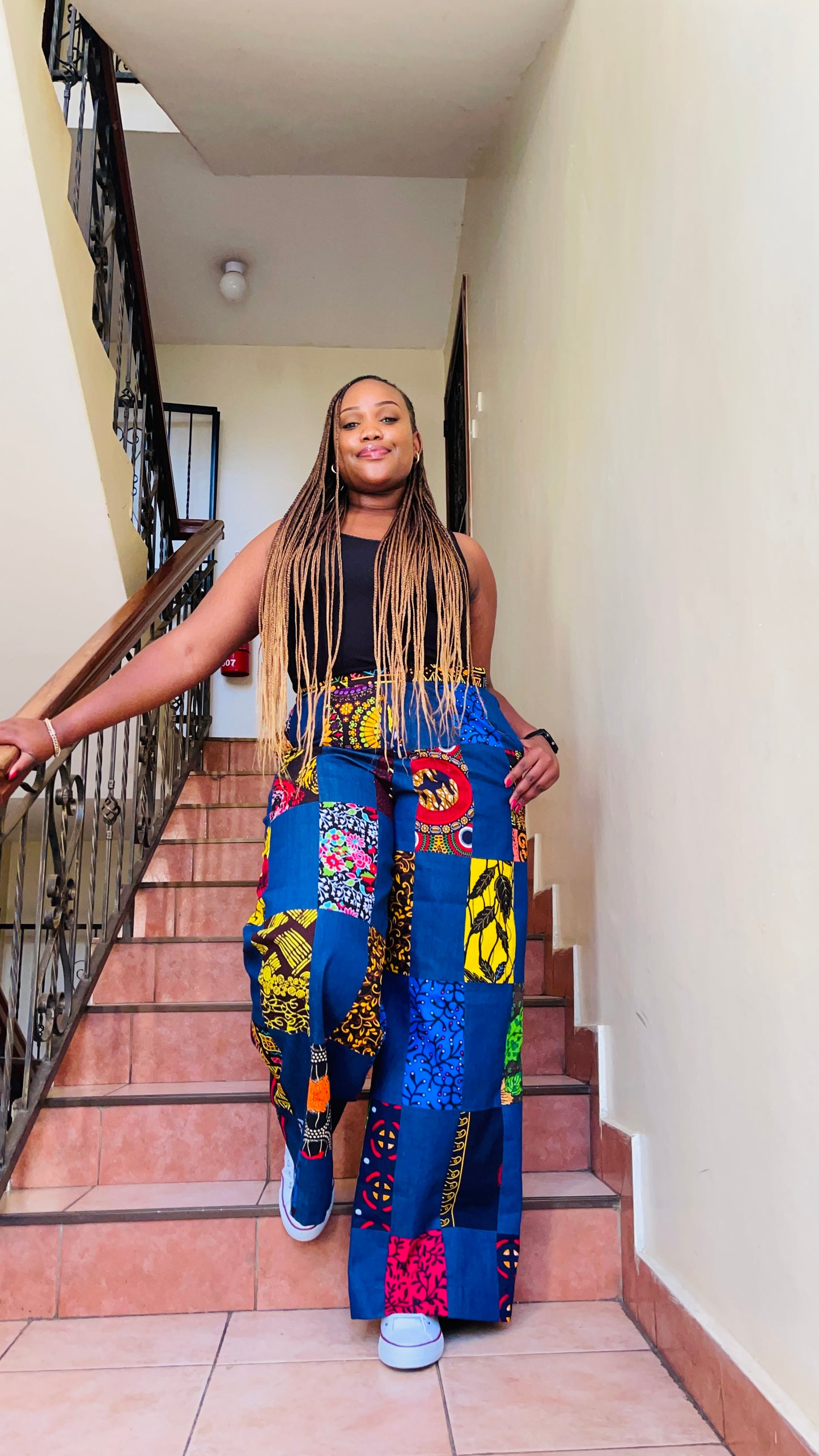 KaraCci - African Print and Denim mix Palazzo pants