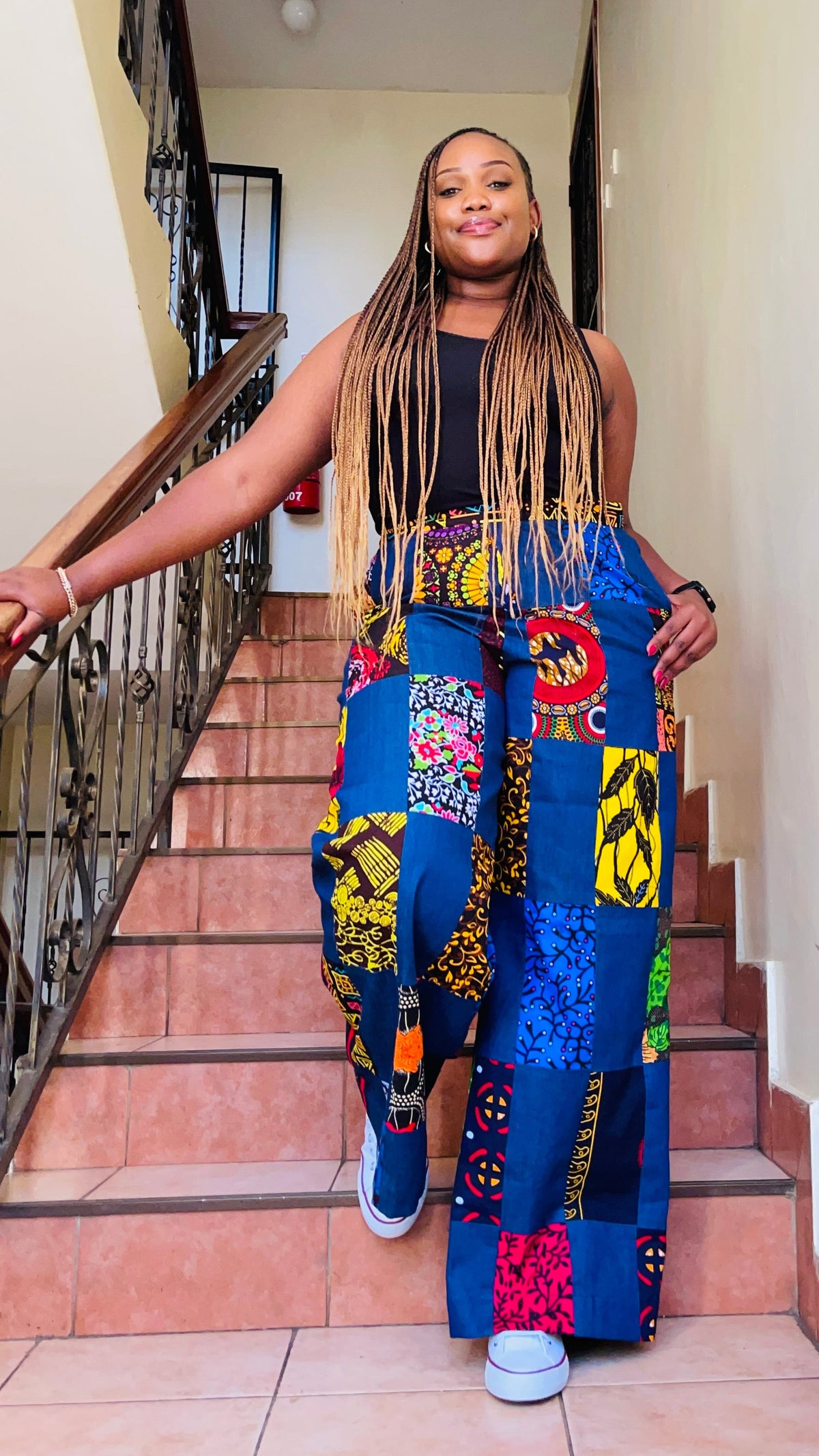 KaraCci - African Print and Denim mix Palazzo pants