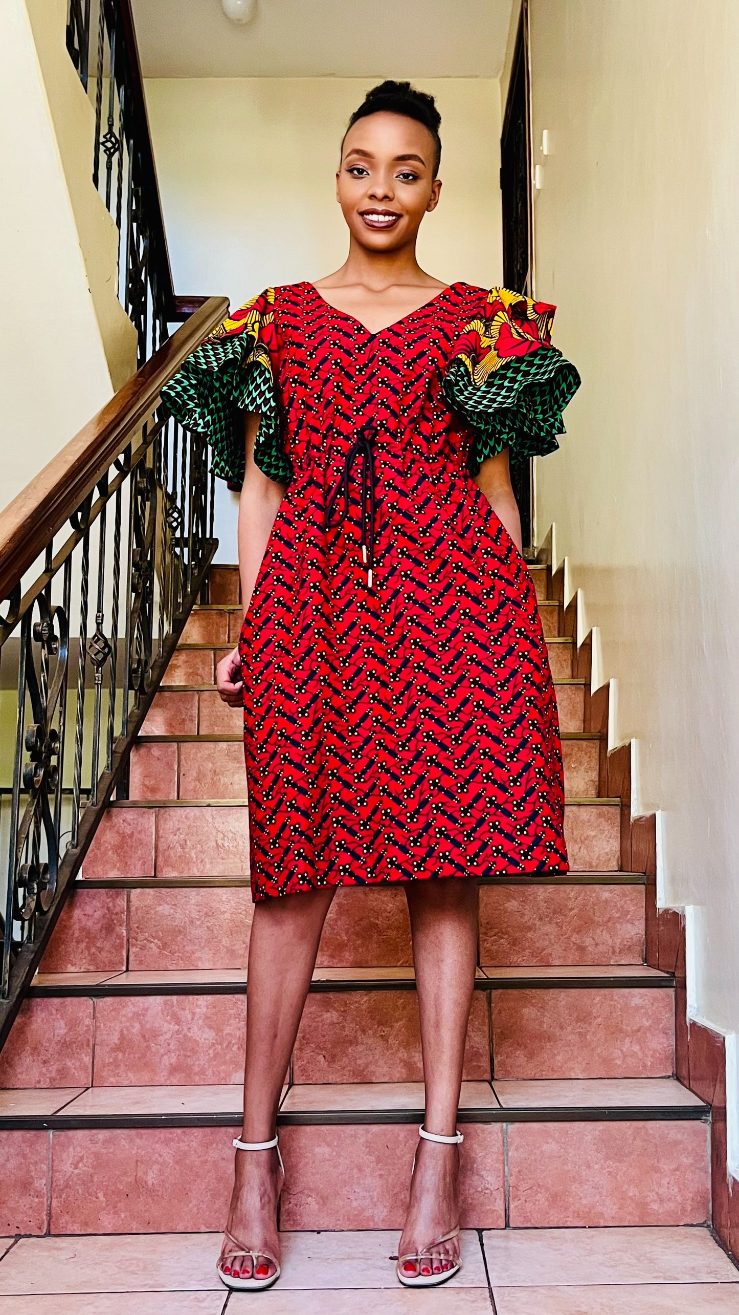 Amelia African Print mix shift dress