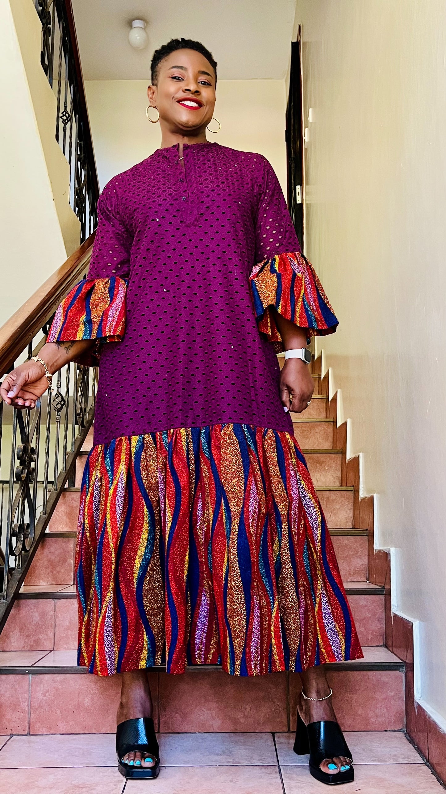 Samara - Africn Print and Lace mix dress