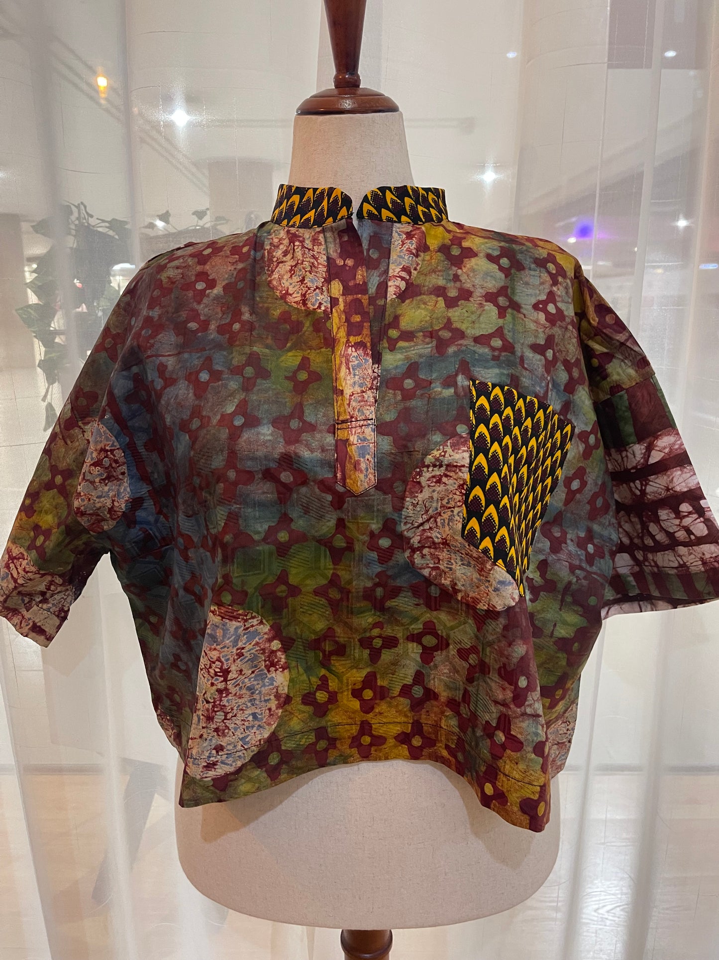 Mide - Adire and Ankara mix crop top