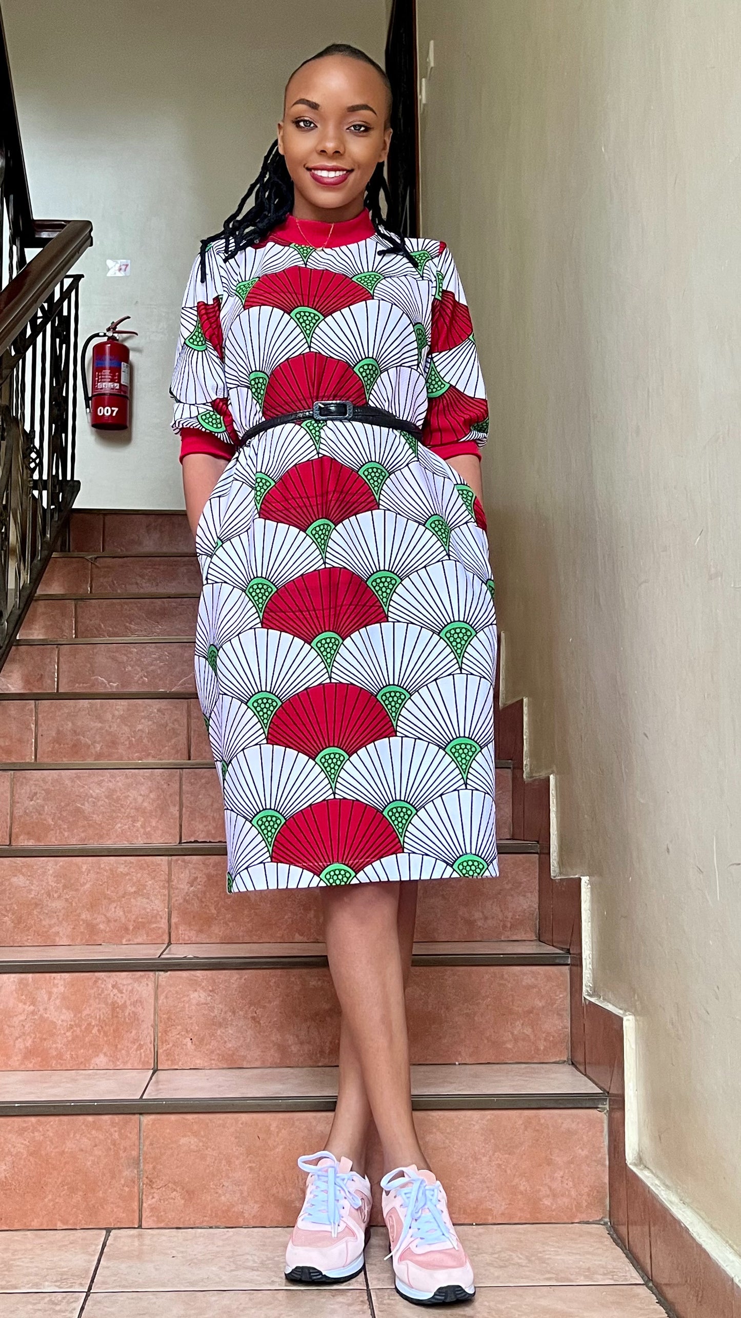 Fola - African Print Motif Lycra Shift Dress