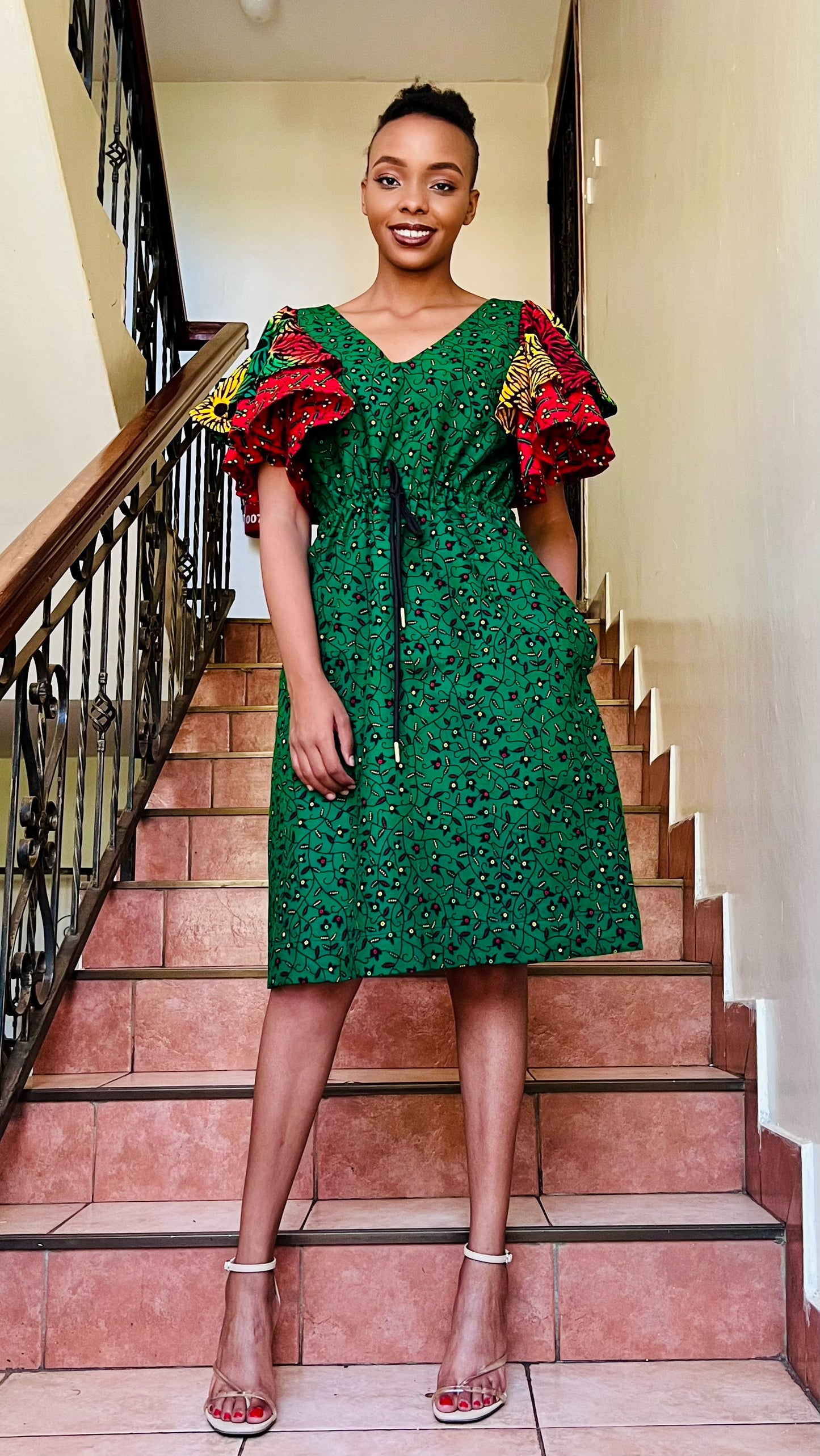 Amelia African Print mix shift dress