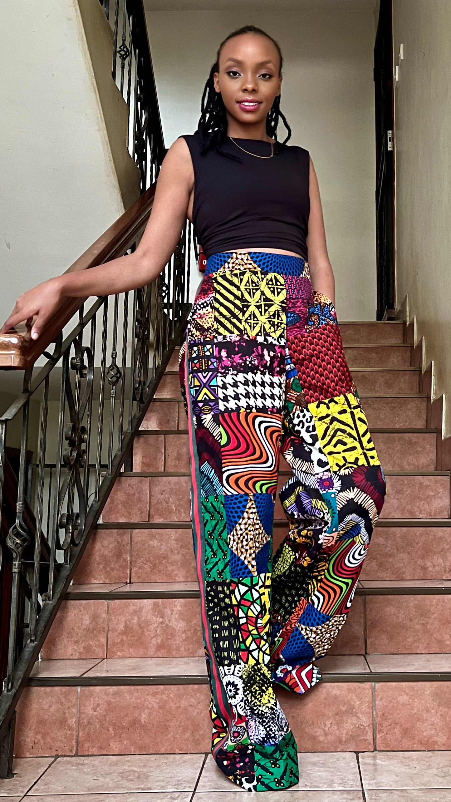 Palacci Urban - African Print Patched Palazzo Pants
