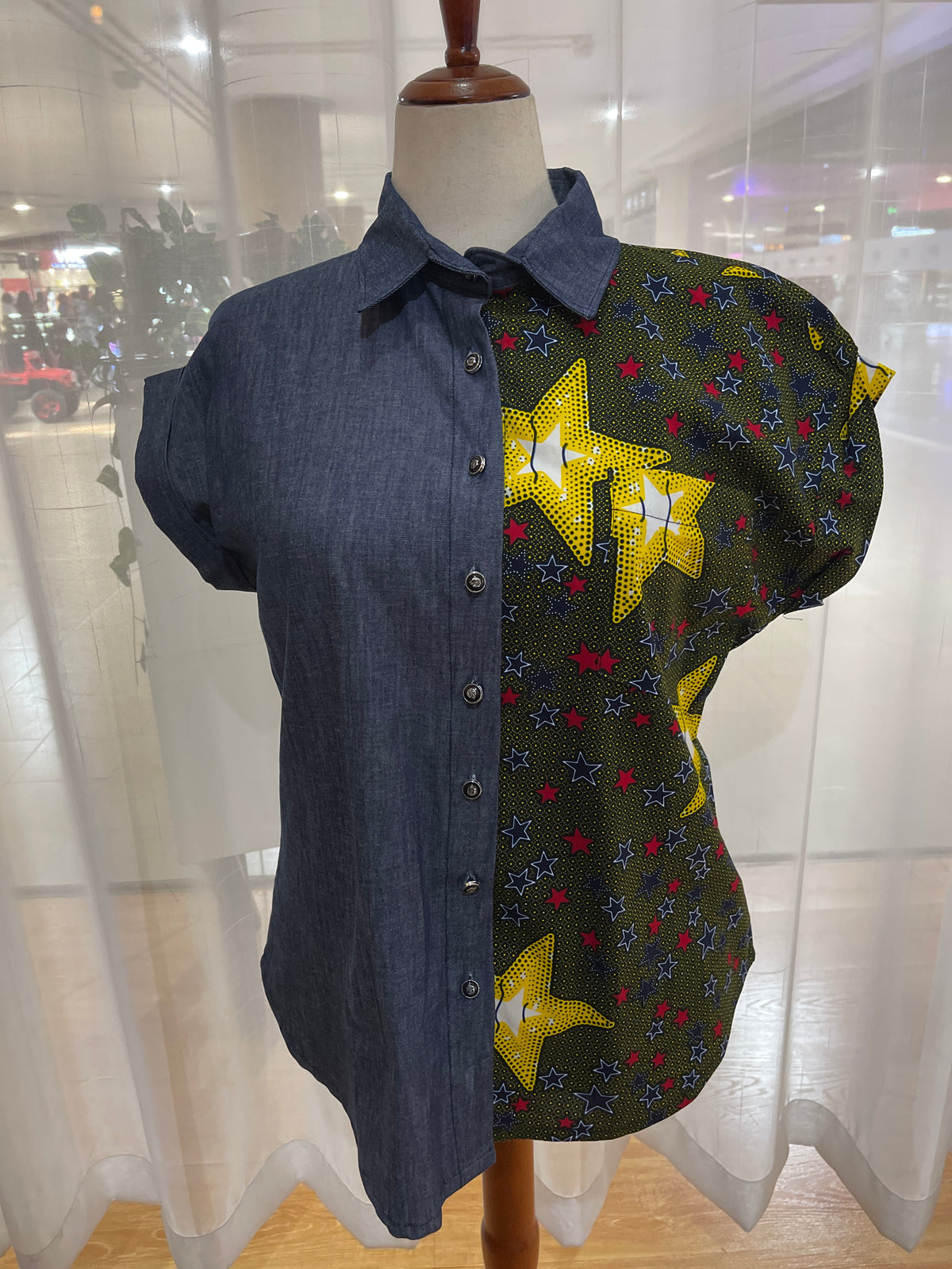 Kito - African print and denim combo.