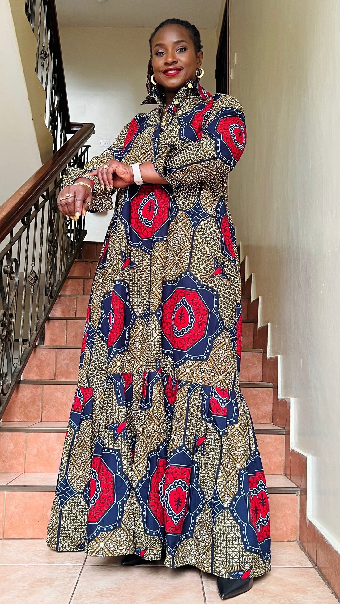 traditional ankara dresses for ladies African Dresses for Women Short Sleeve High Waist Print Midi Dress Ankara Attire Traditional Outfit Elegant Fashion Wear 2425102