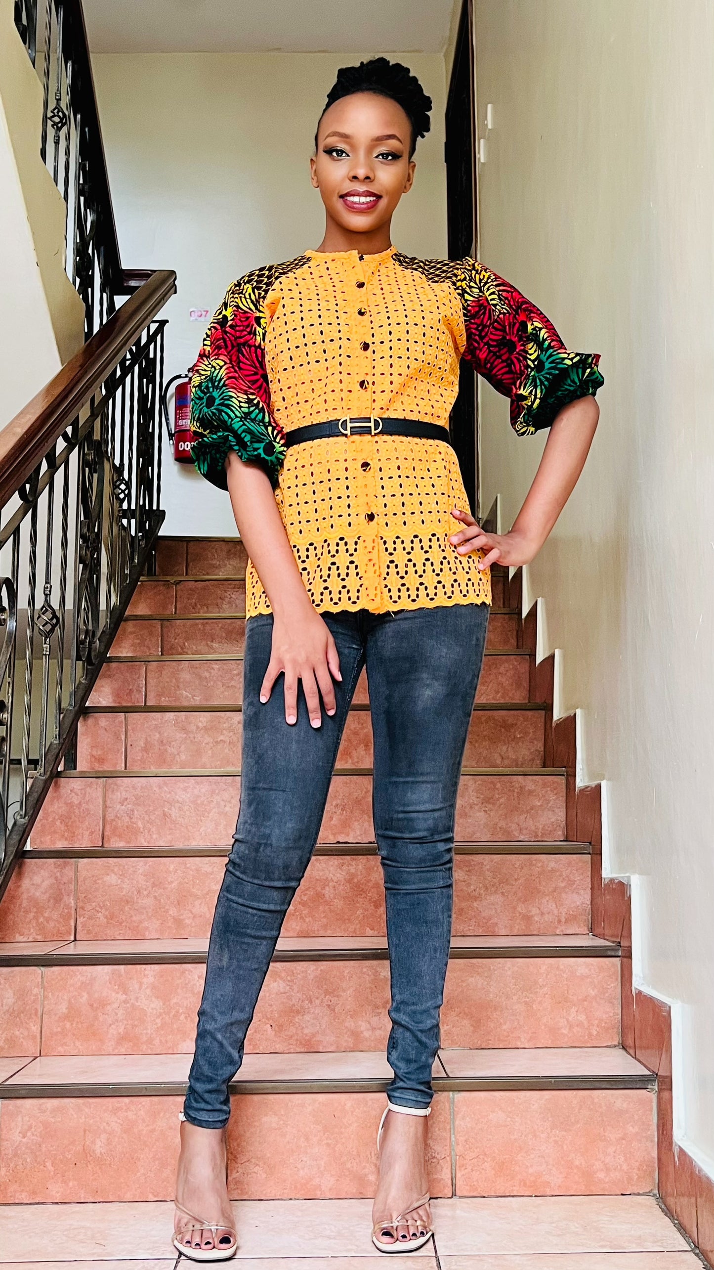 Ebele - African Print and Lace mix Shirt