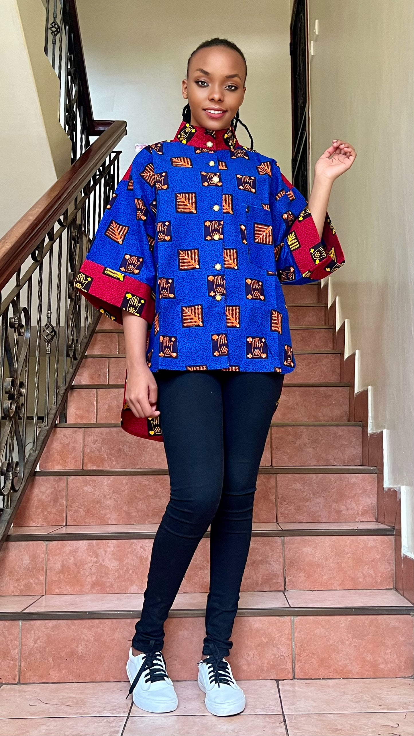 Ijele - African Print mix relaxed fit top