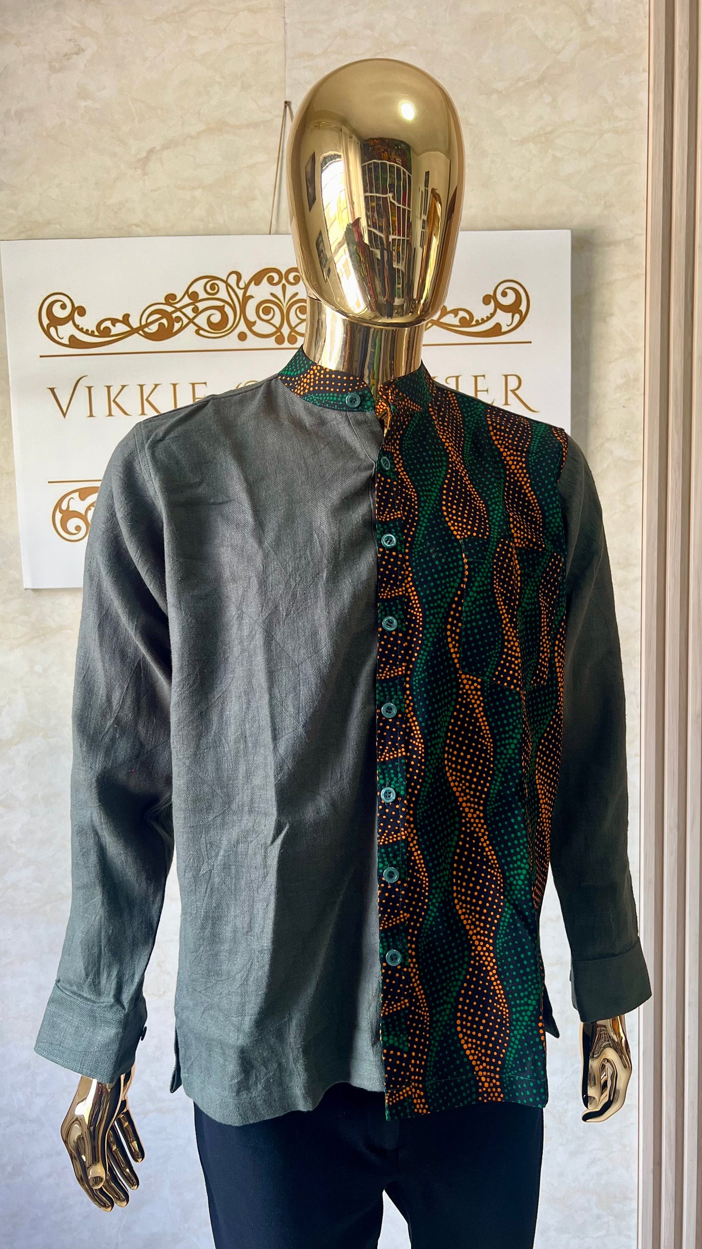 Dilli - Linen and African print shirt