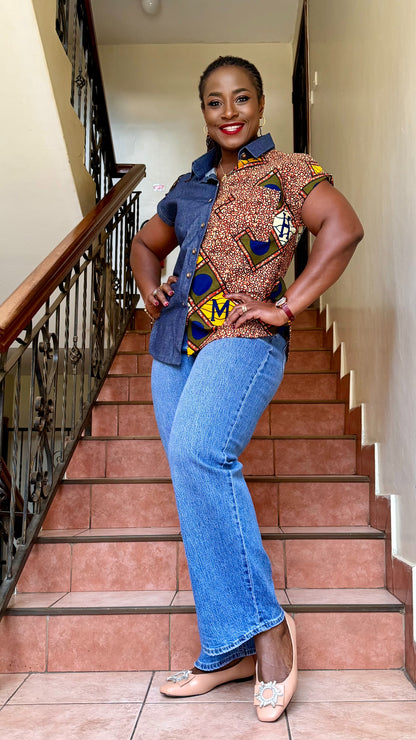 Kito - African print and denim combo.