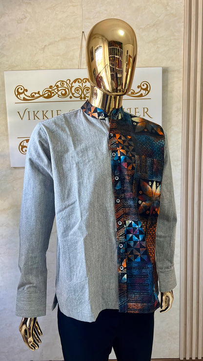 Dilli - Linen and African print shirt