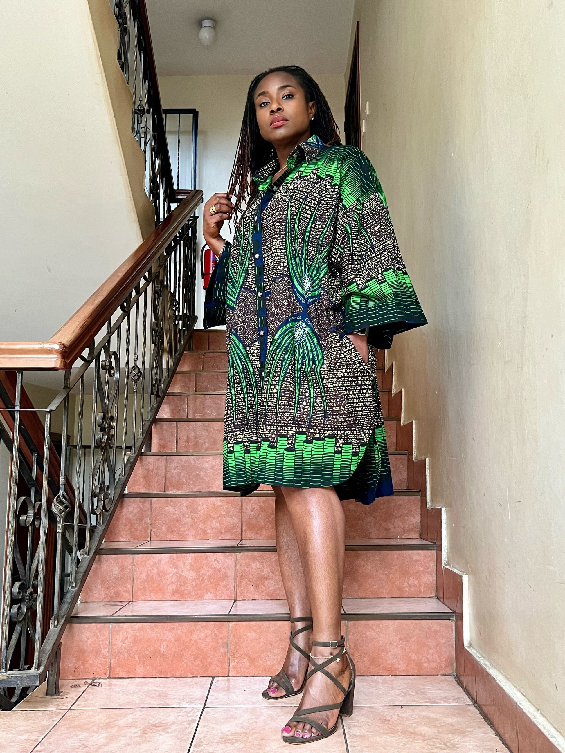 Buga - African print shirt dress One size / BG 14 Buga - African print shirt dress One size / BG 14