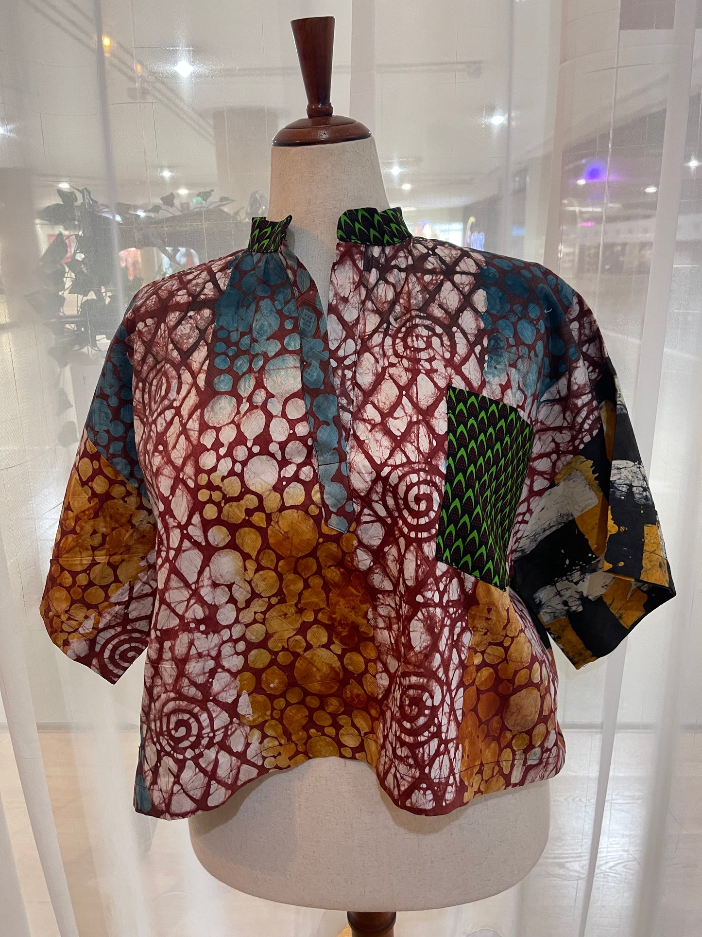 Mide - Adire and Ankara mix crop top