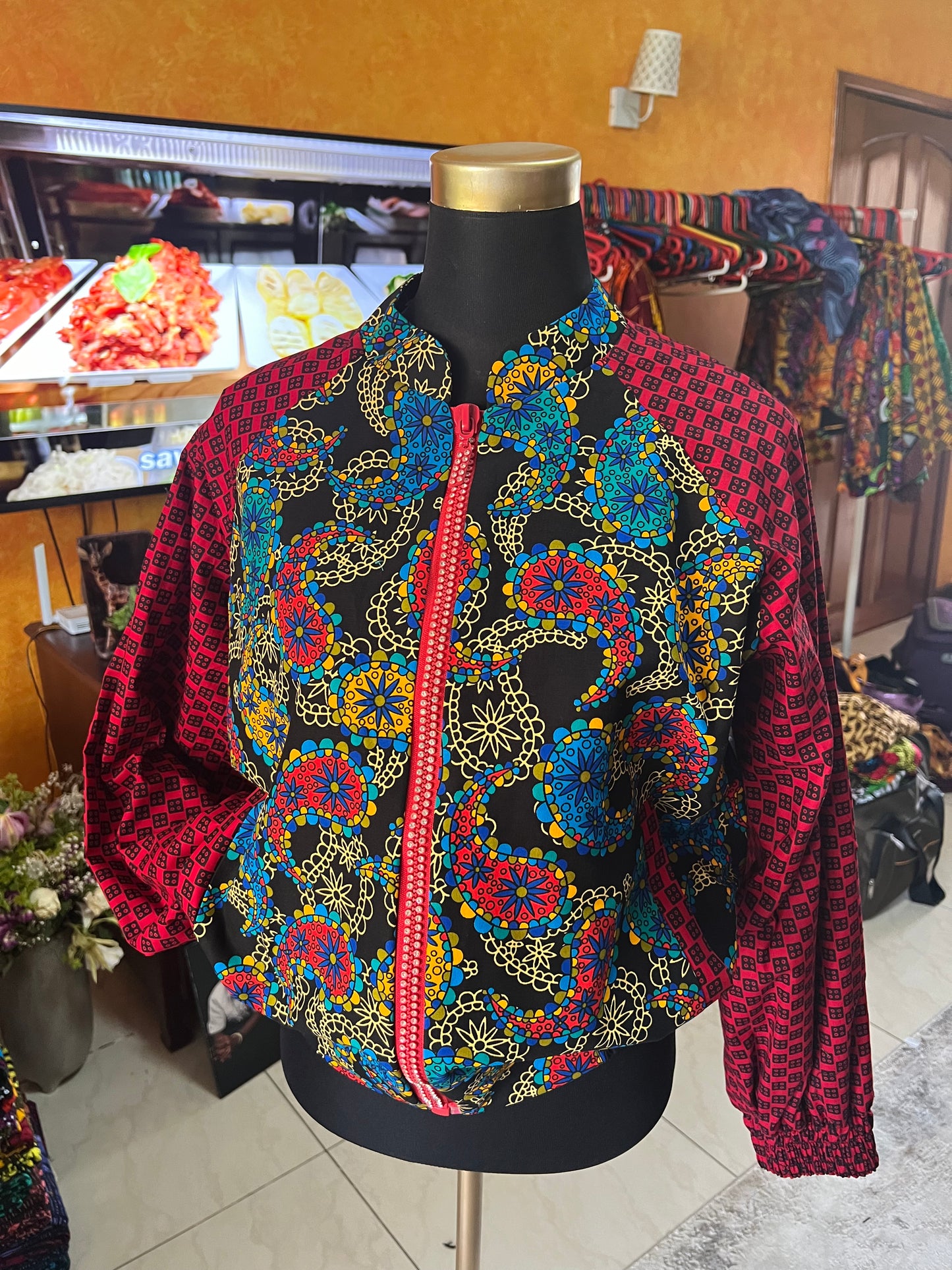 Midnight - African print mix Bomber Jacket