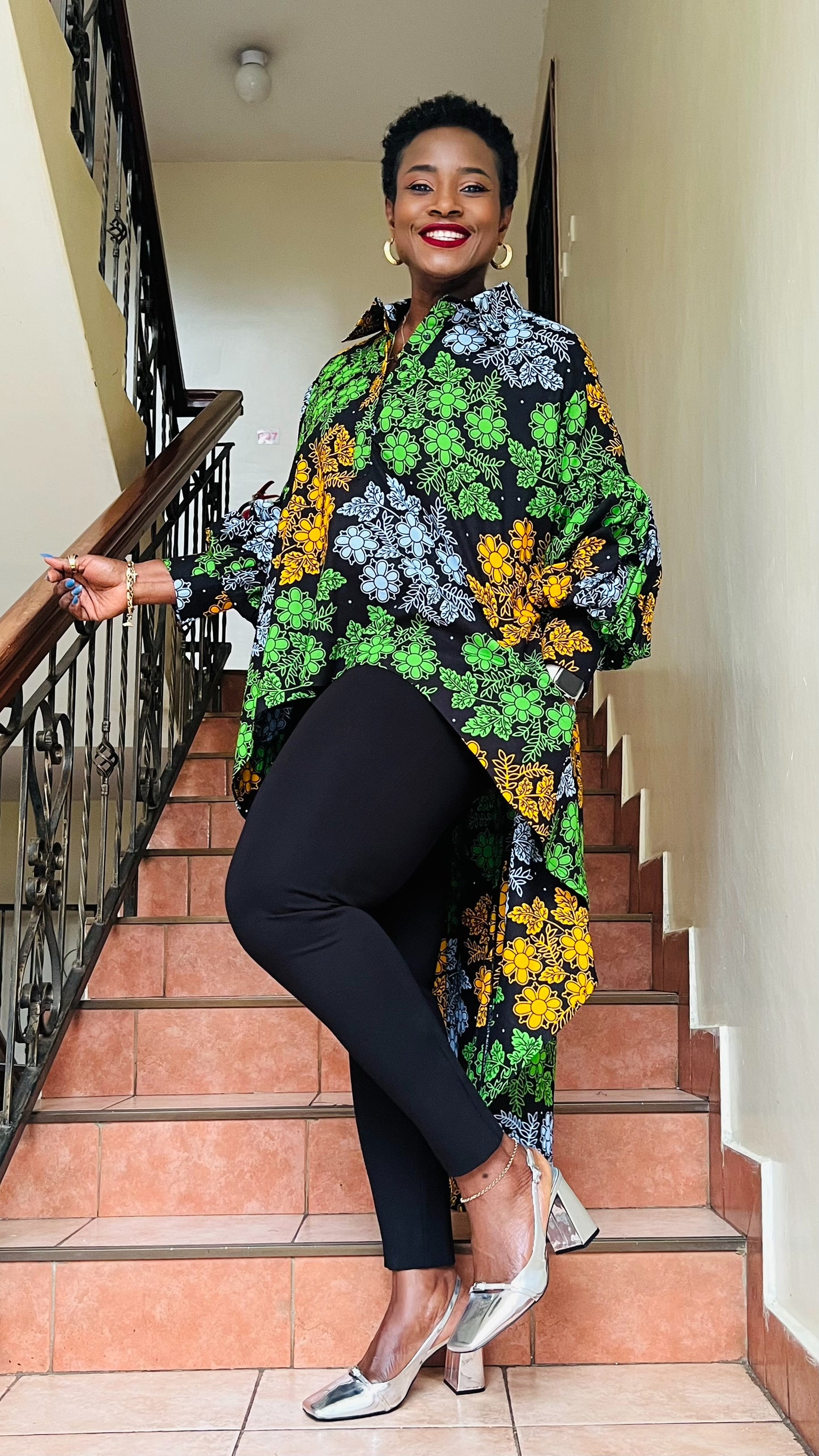 Frenchie - African print hi-low top