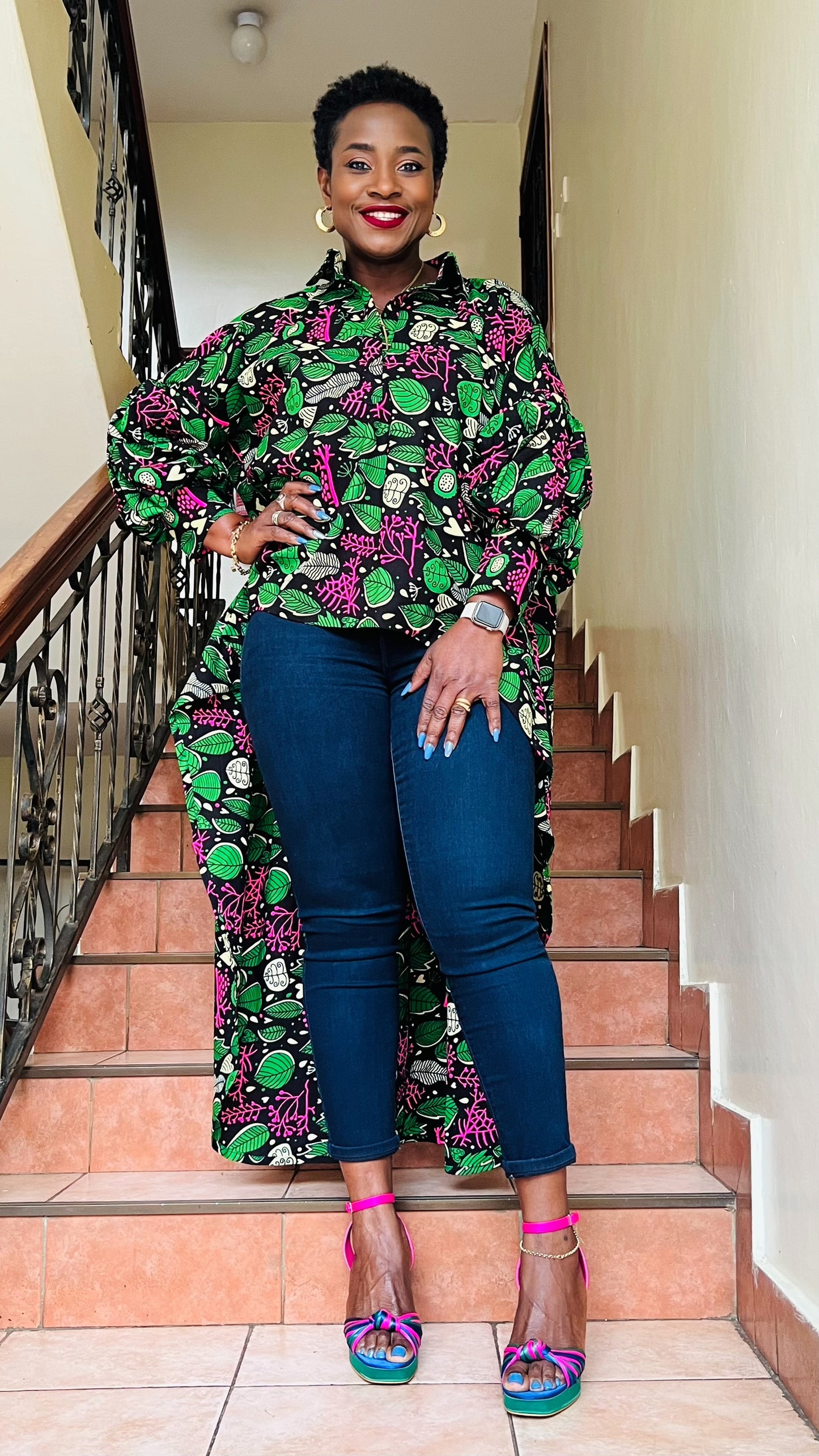 Frenchie - African print hi-low top