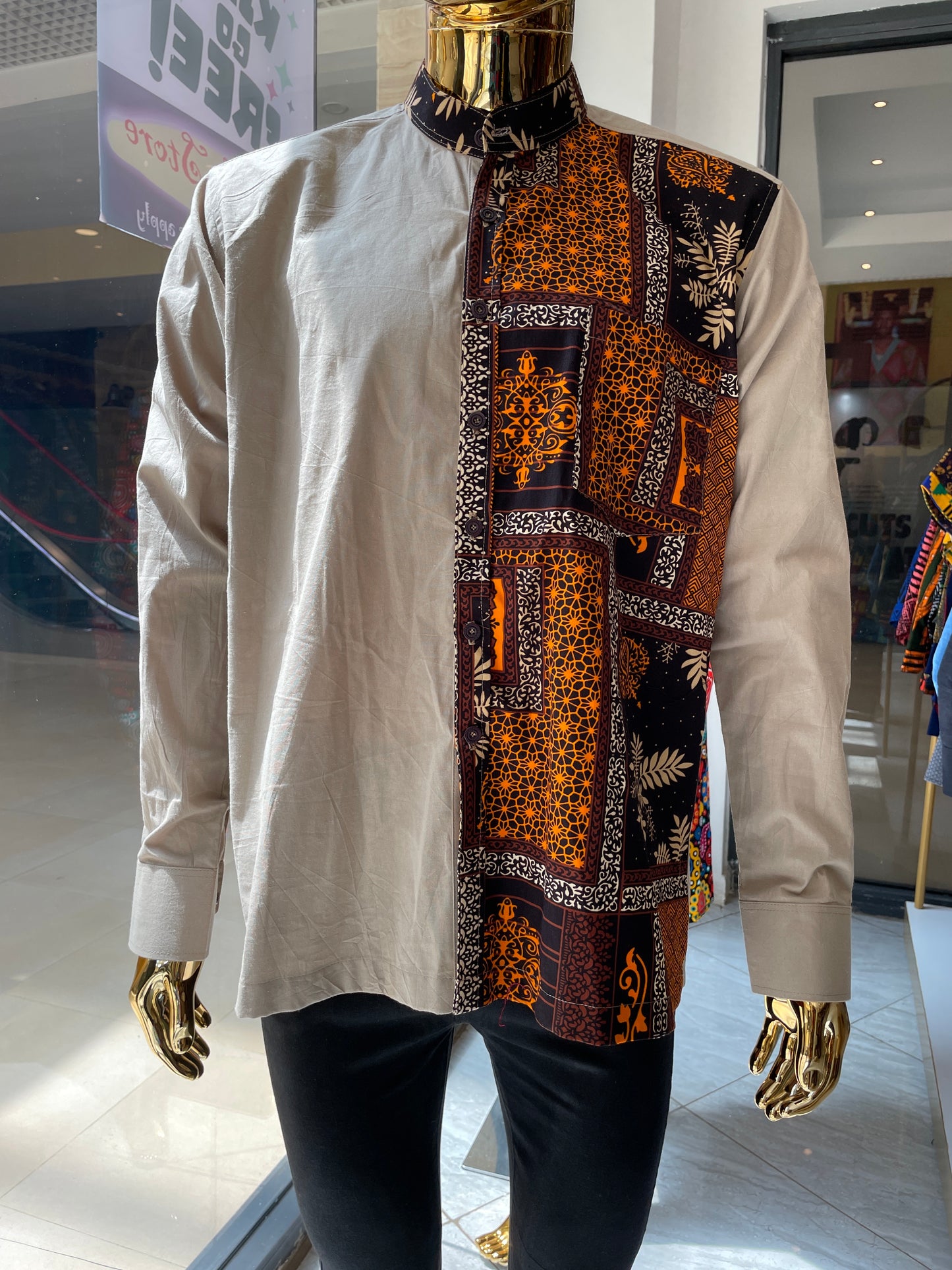 Dilli - Linen and African print shirt