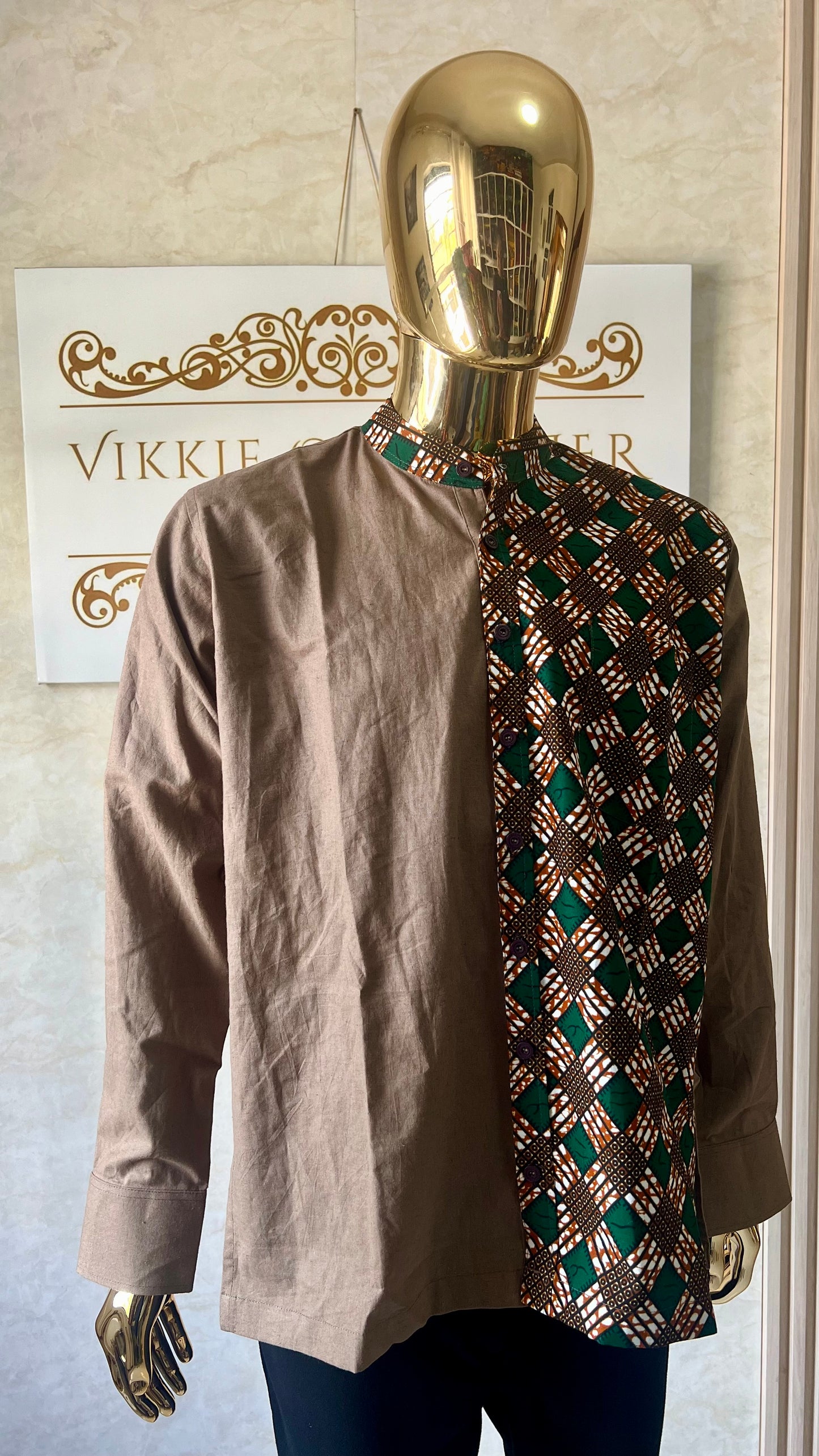 Dilli - Linen and African print shirt