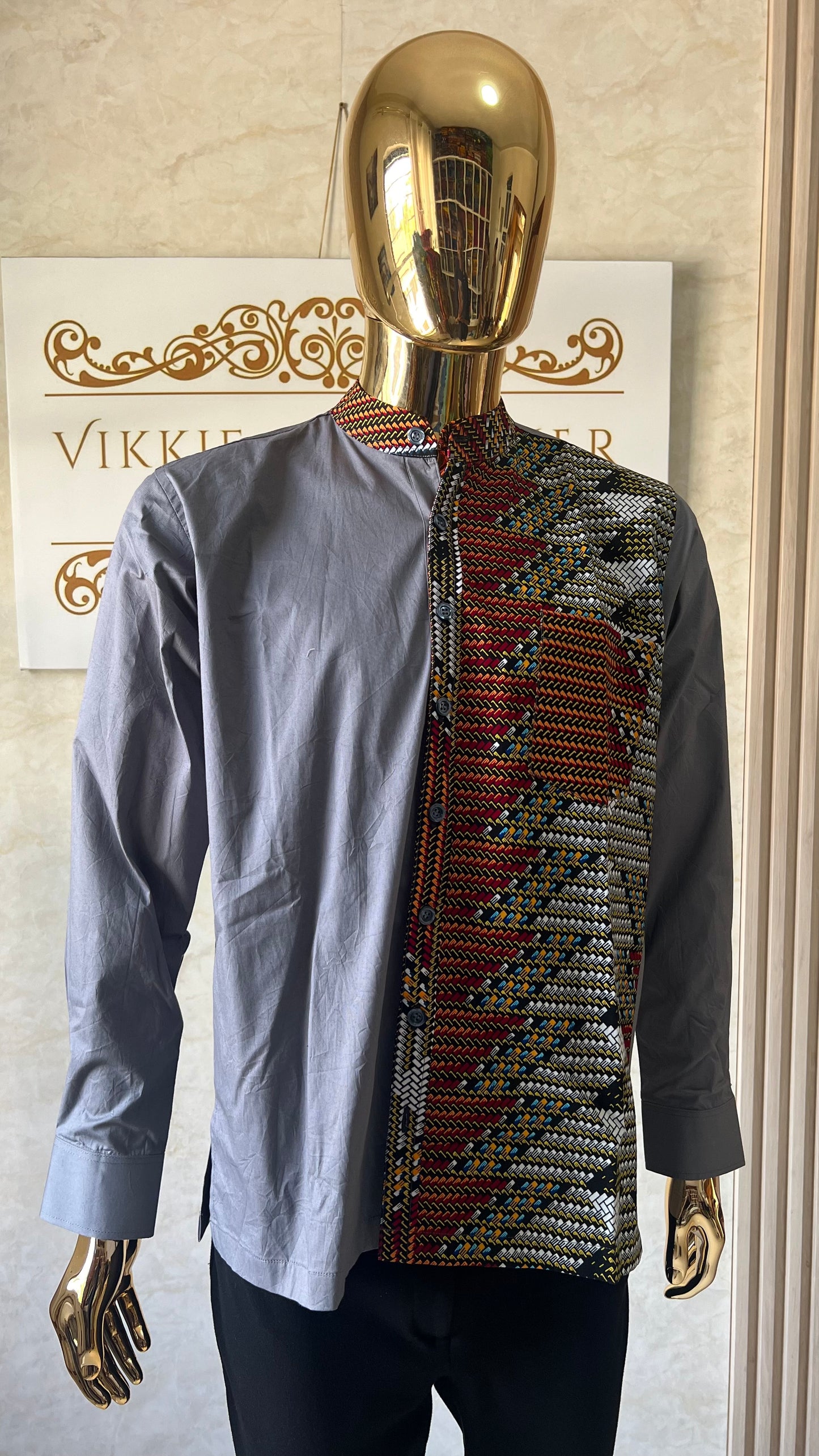 Dilli - Linen and African print shirt