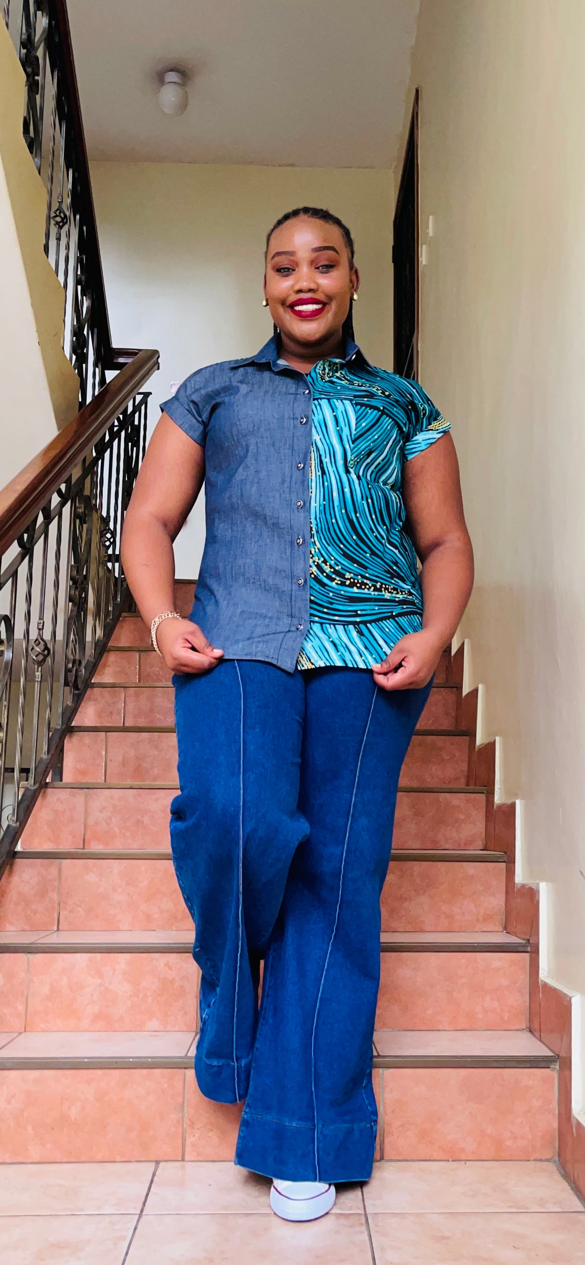 Kito - African print and denim combo.
