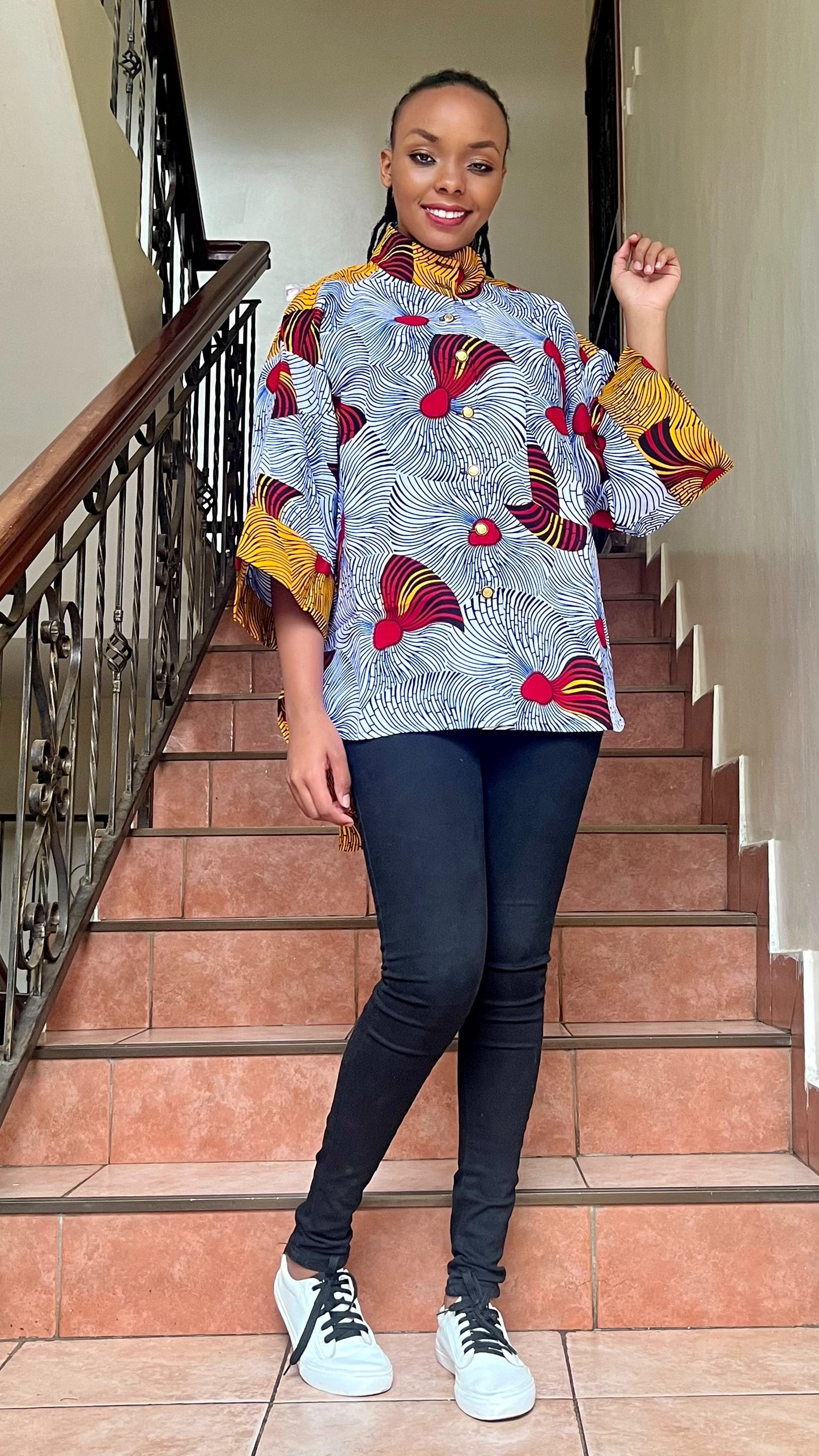 Ijele - African Print mix relaxed fit top