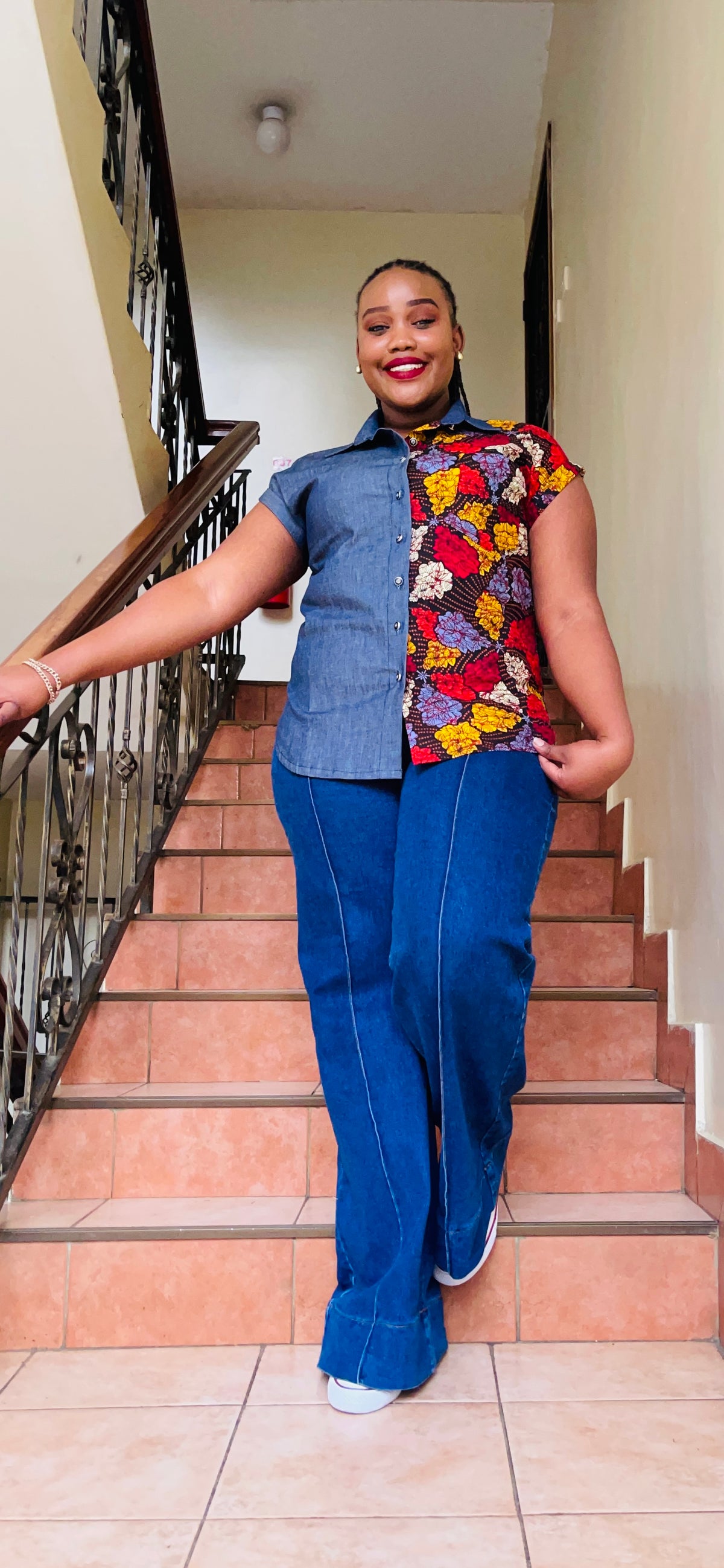 Kito - African print and denim combo.