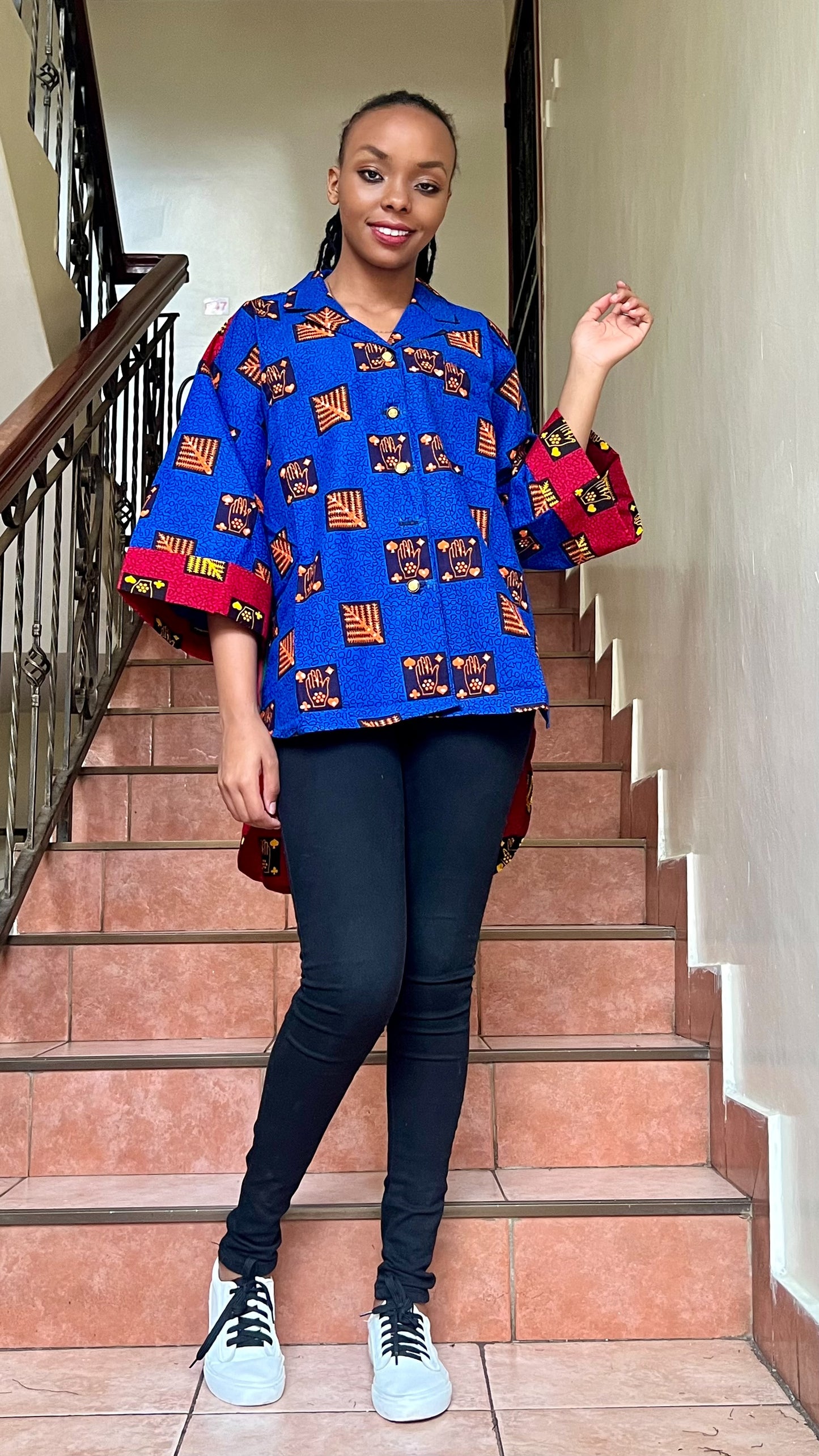 Ijele - African Print mix relaxed fit top