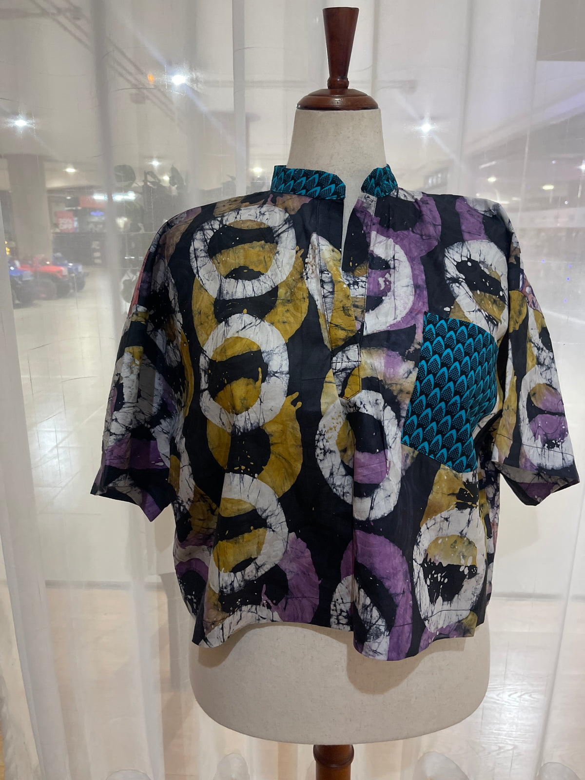 Mide - Adire and Ankara mix crop top