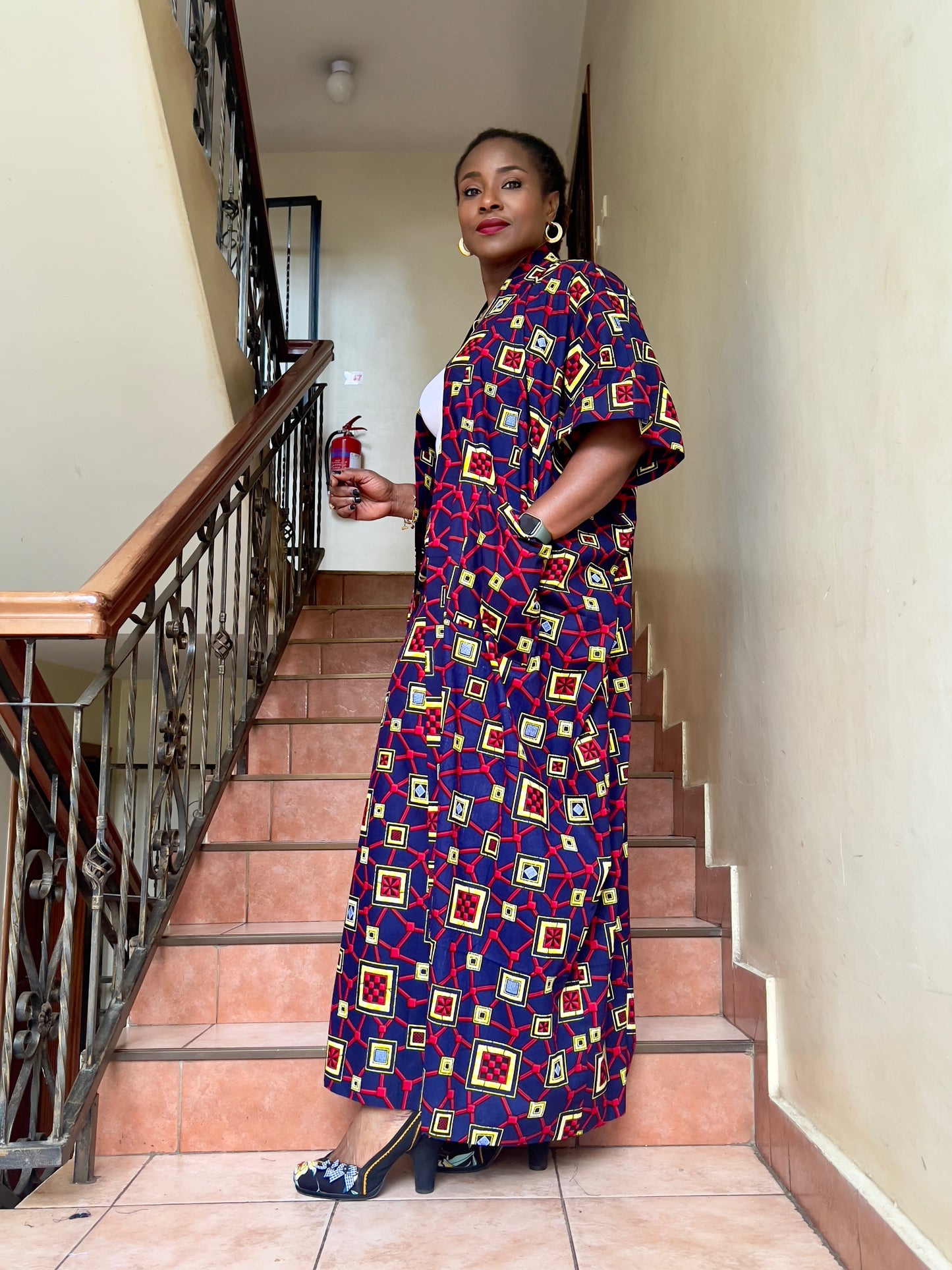 African Print Kimono and Skirt Set