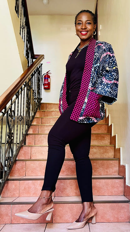 Kosi - African print and Adiré mix Kimono Jacket