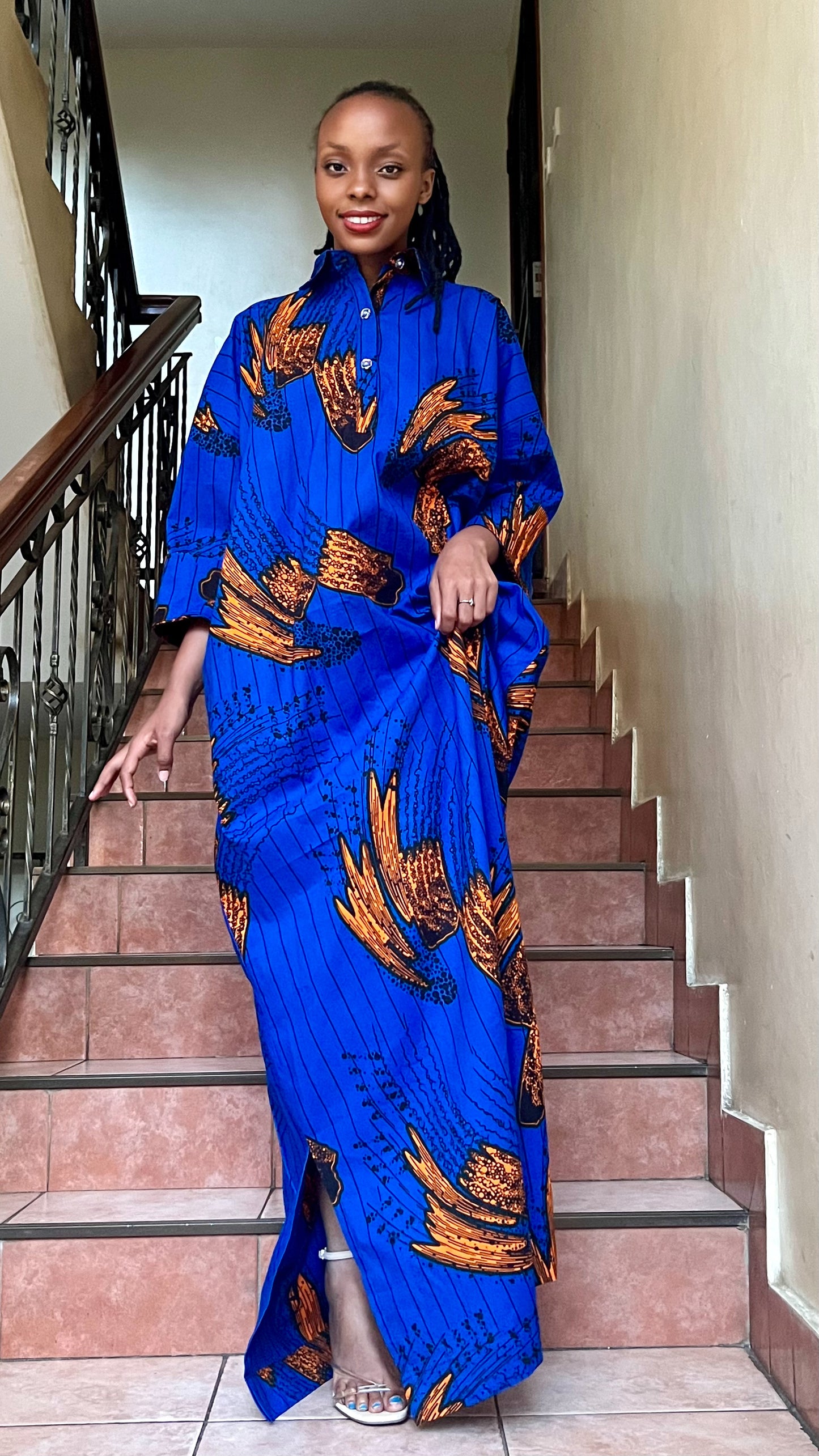 Rich Aunty - African print Shirt Dress