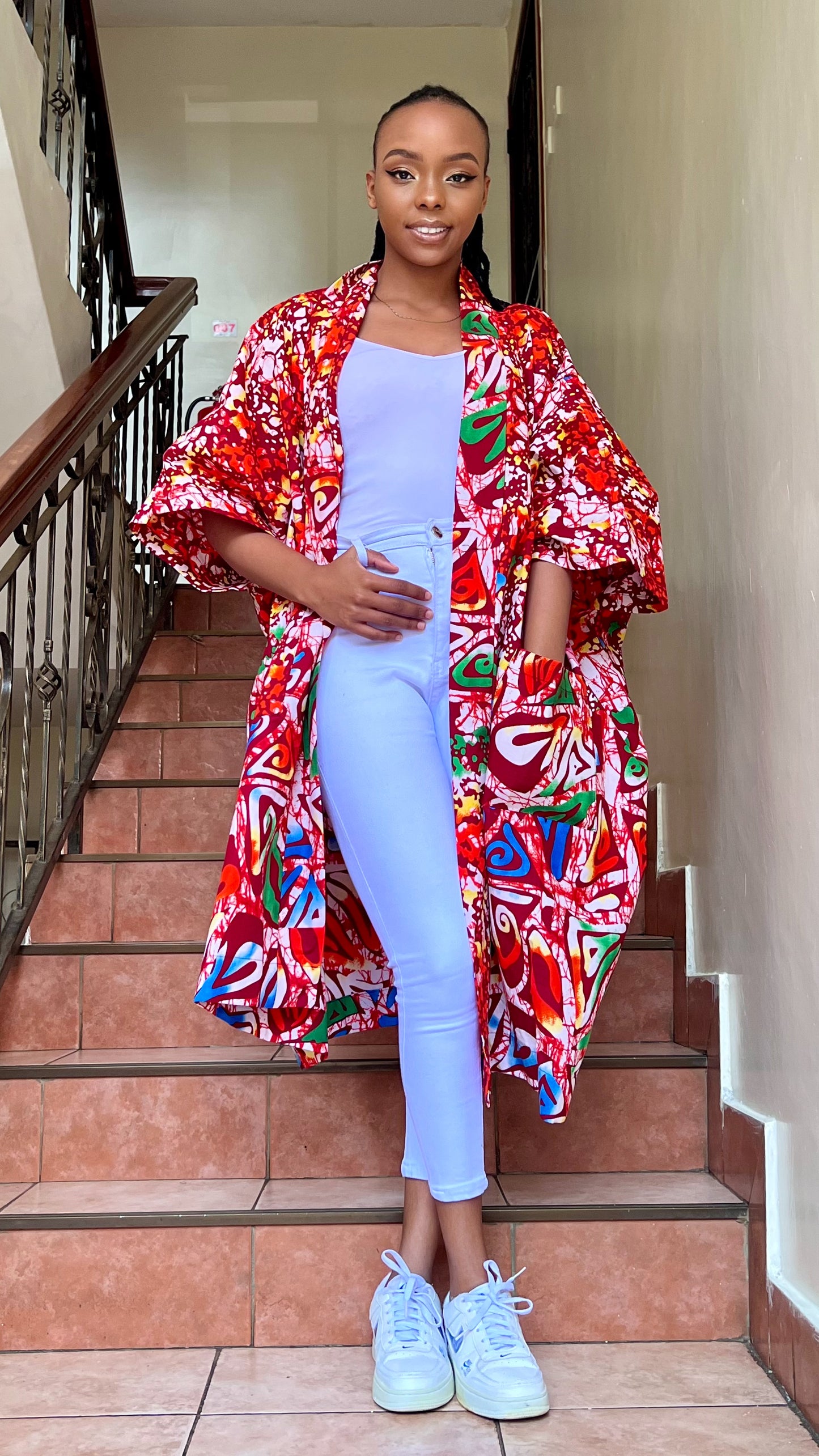 Lenkara - African print and lace Kimono Short