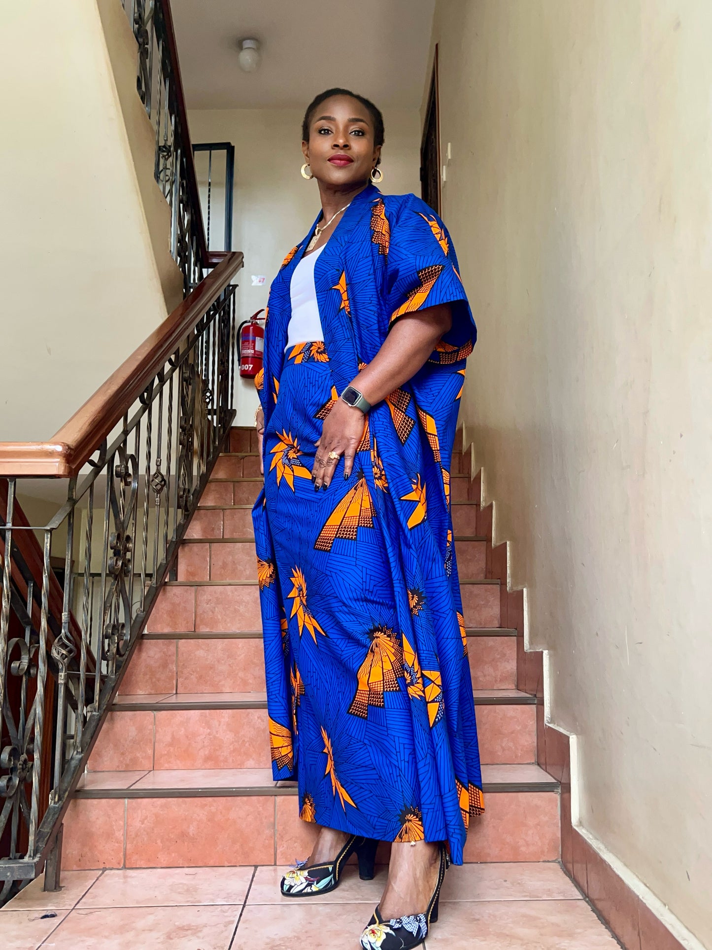 African Print Kimono and Skirt Set