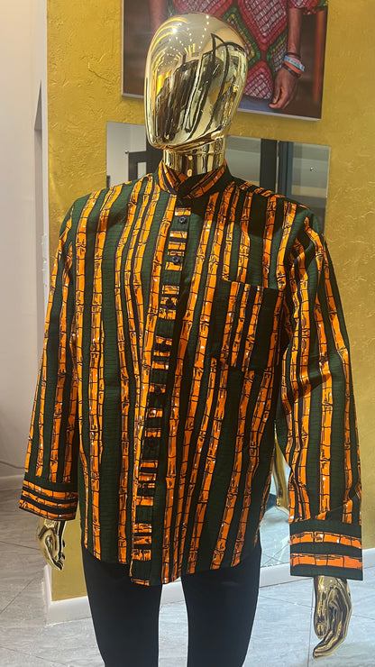 Khalil - African Print Mandarin Neck Shirt