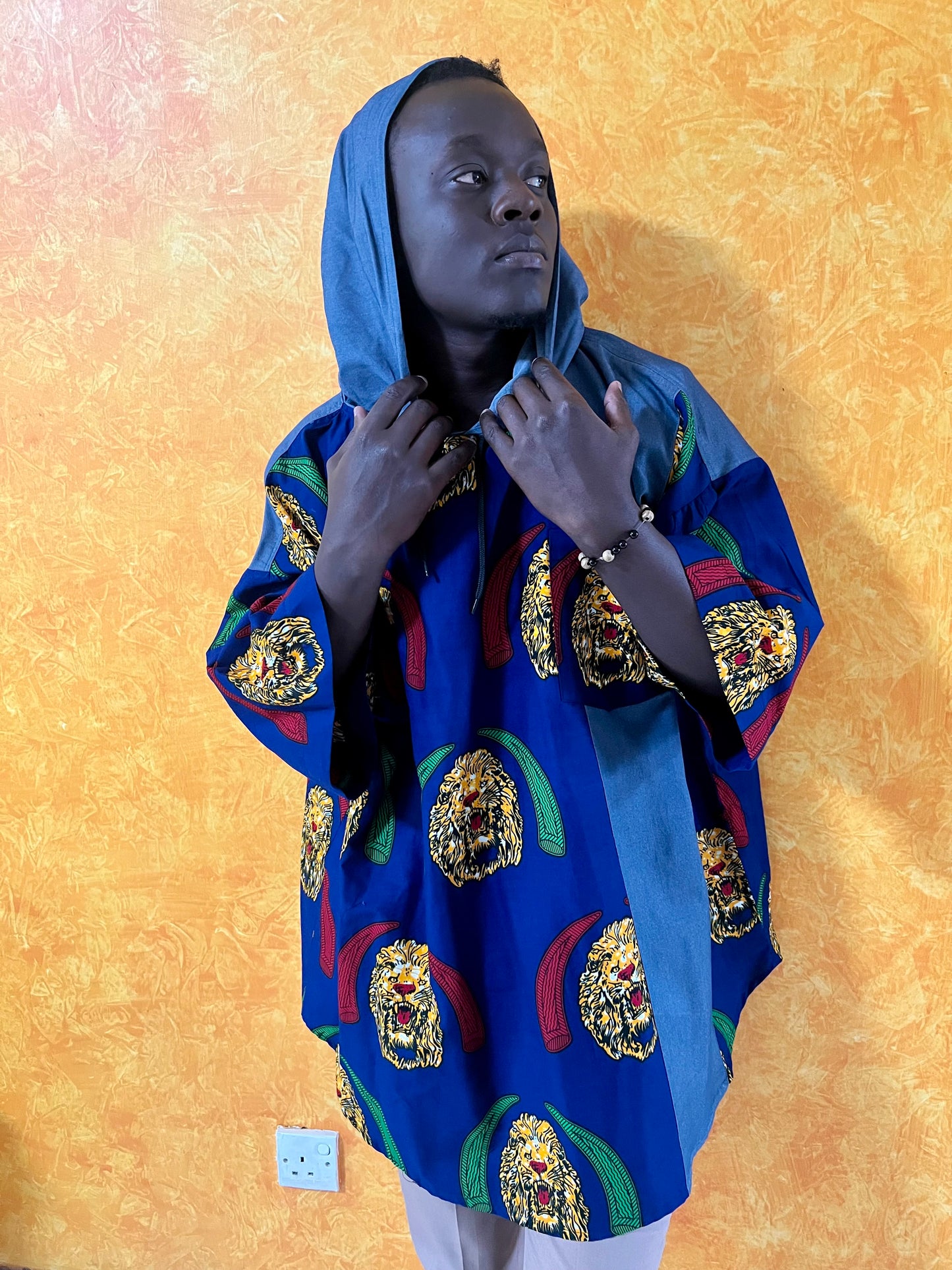 EP Denkara - African print and denim Hoodie