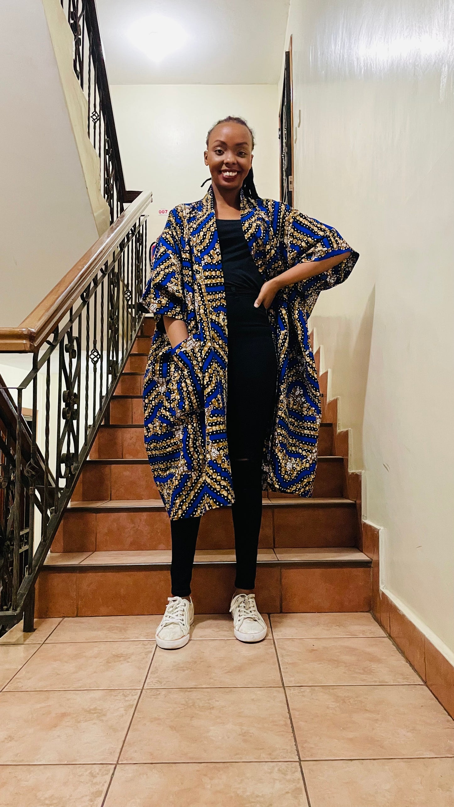 Lenkara - African print and lace Kimono Short