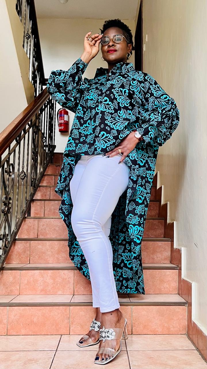 Frenchie - African print hi-low top