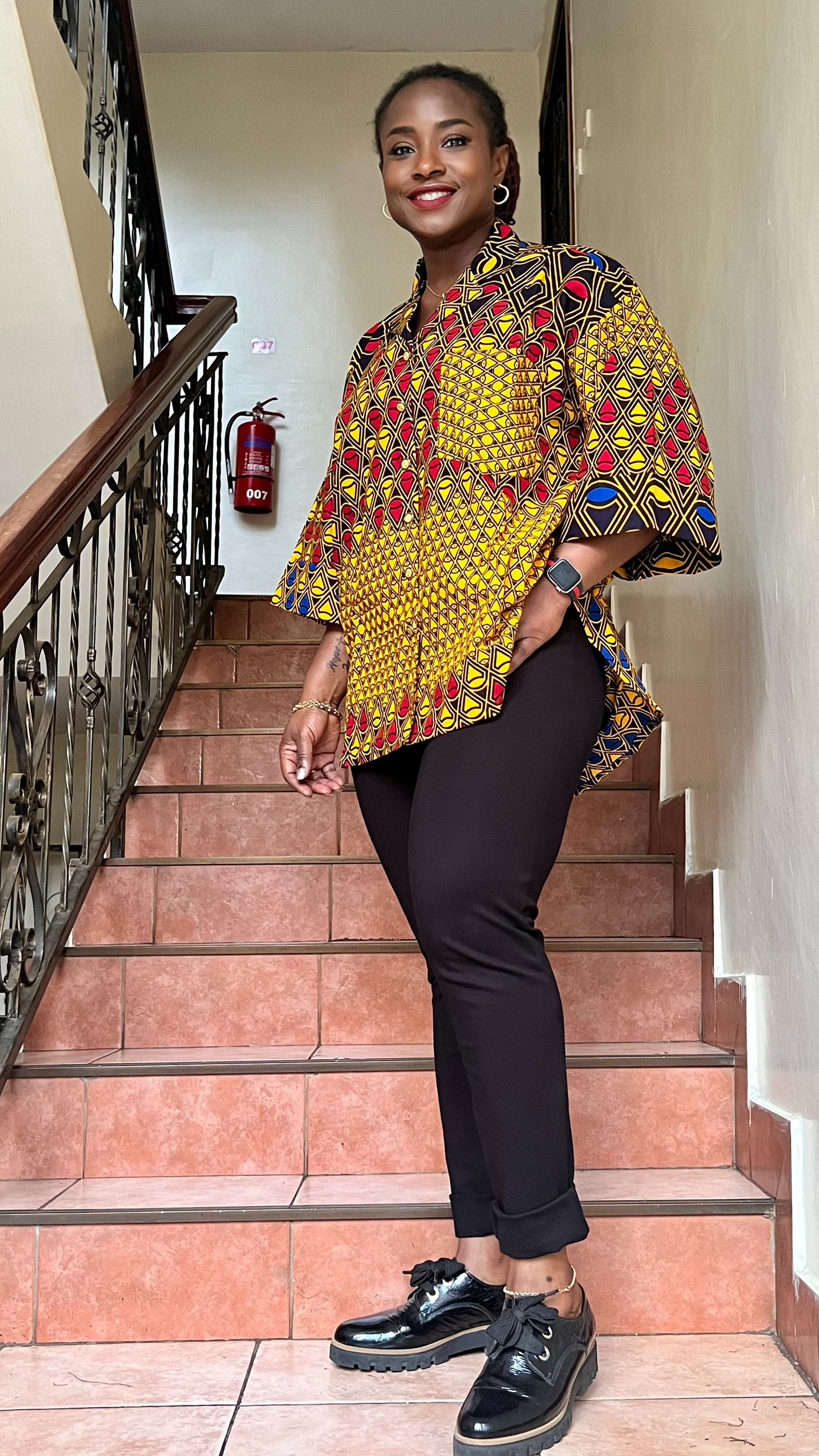 Ijele - African Print mix relaxed fit top