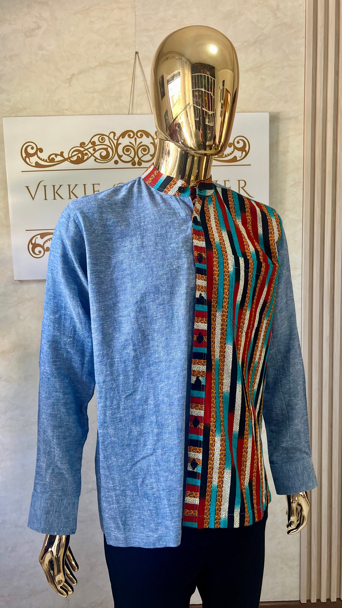 Dilli - Linen and African print shirt