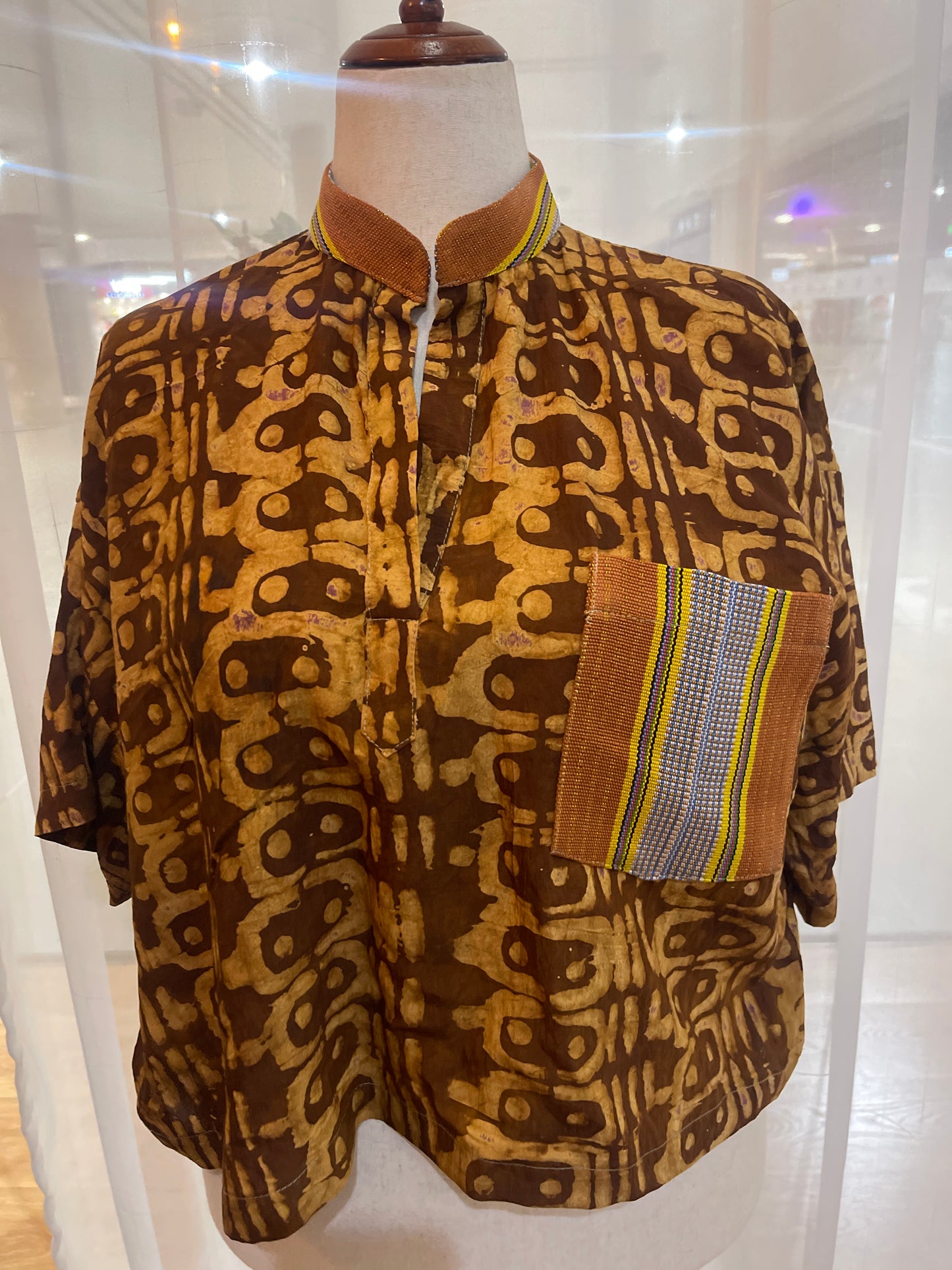 Toli- Crepe batik and aso-ke mix crop top