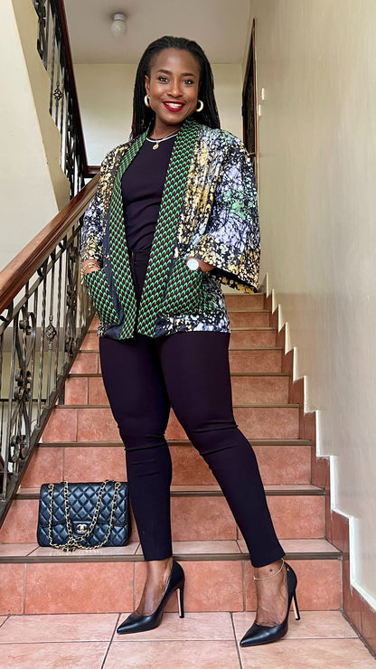 Kosi - African print and Adiré mix Kimono Jacket