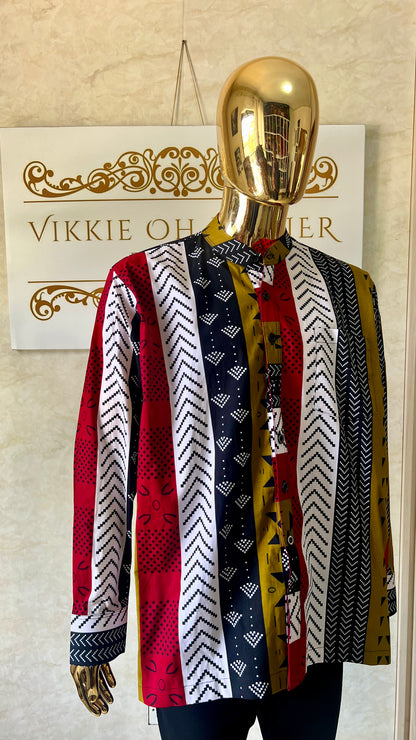 Khalil - African Print Mandarin Neck Shirt