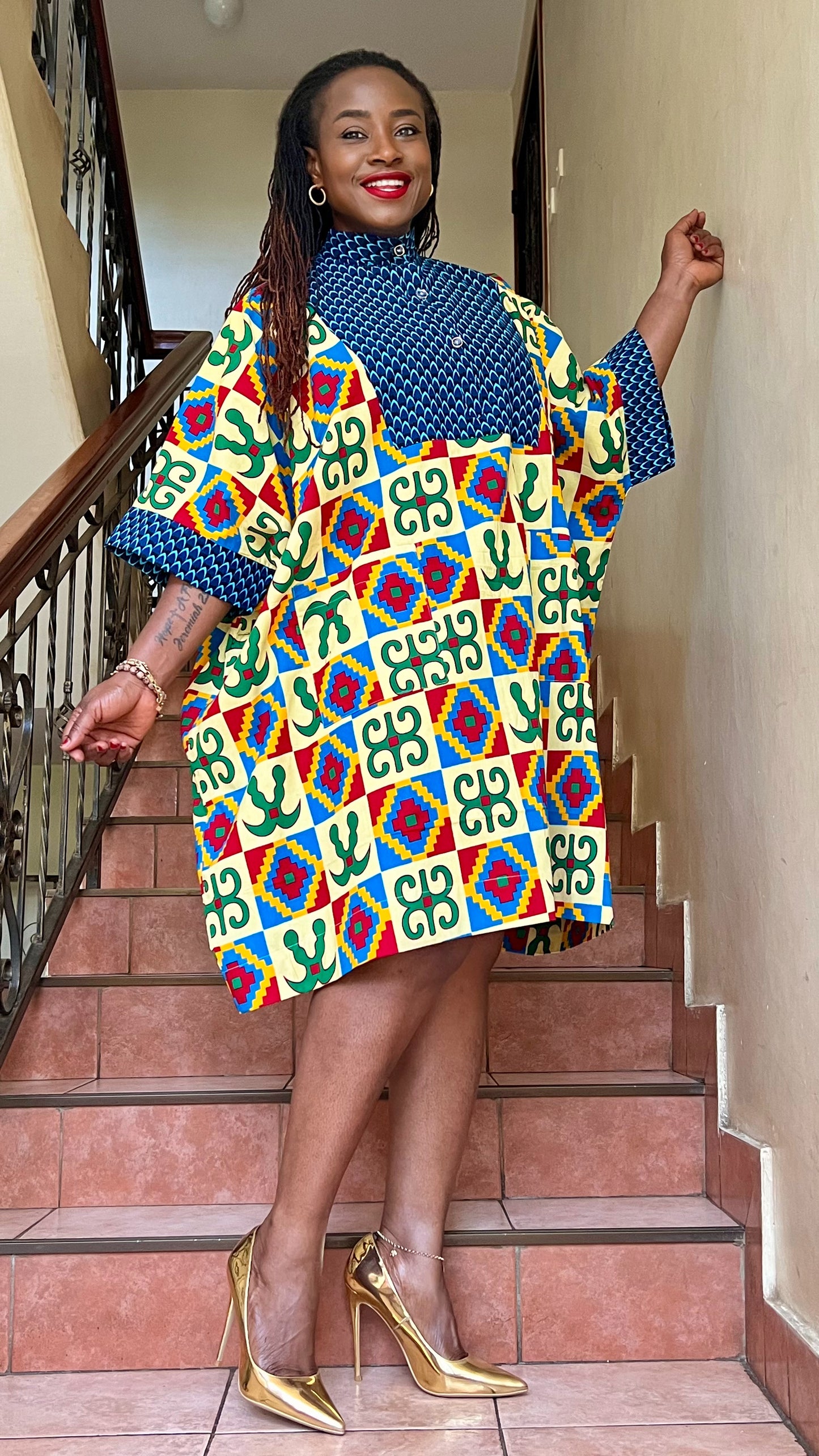 Bubu Shirt Paneled- African print