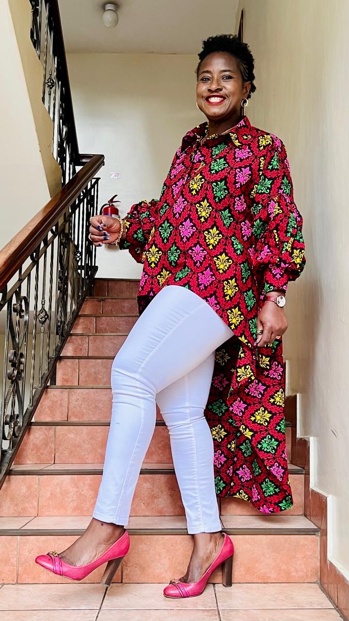 Frenchie - African print hi-low top