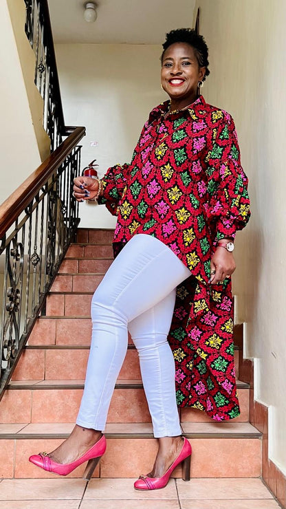 Frenchie - African print hi-low top