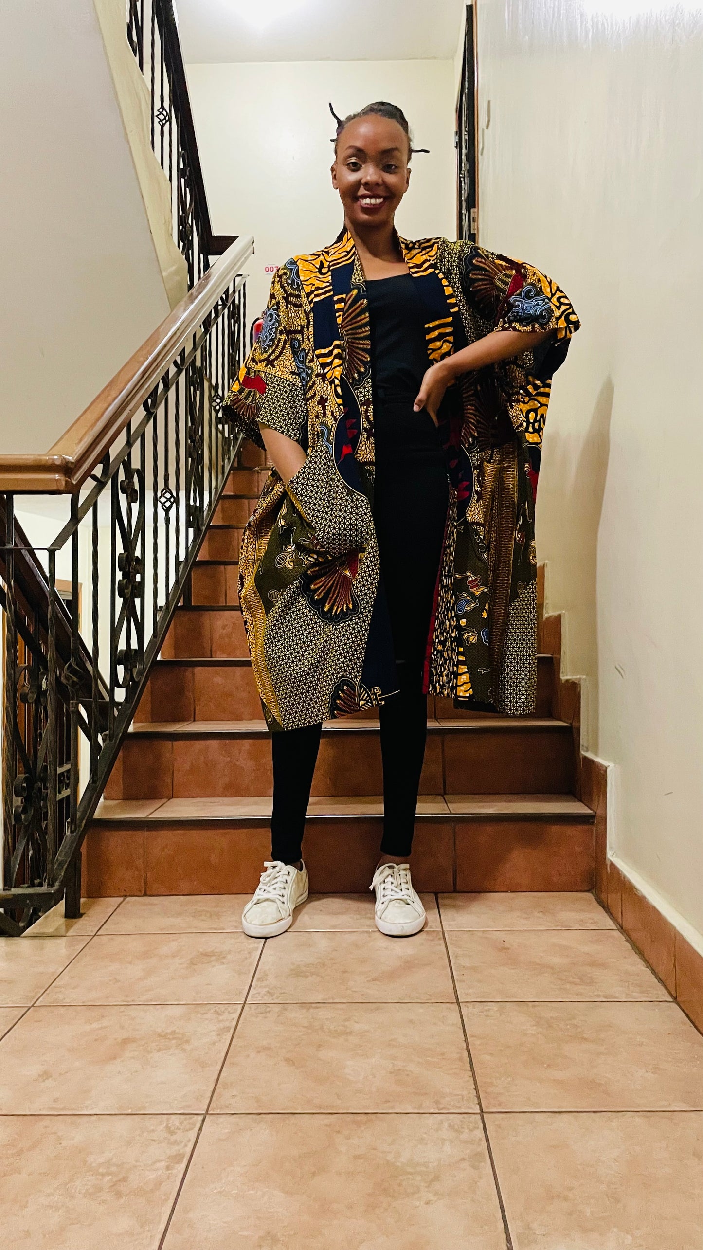 Lenkara - African print and lace Kimono Short