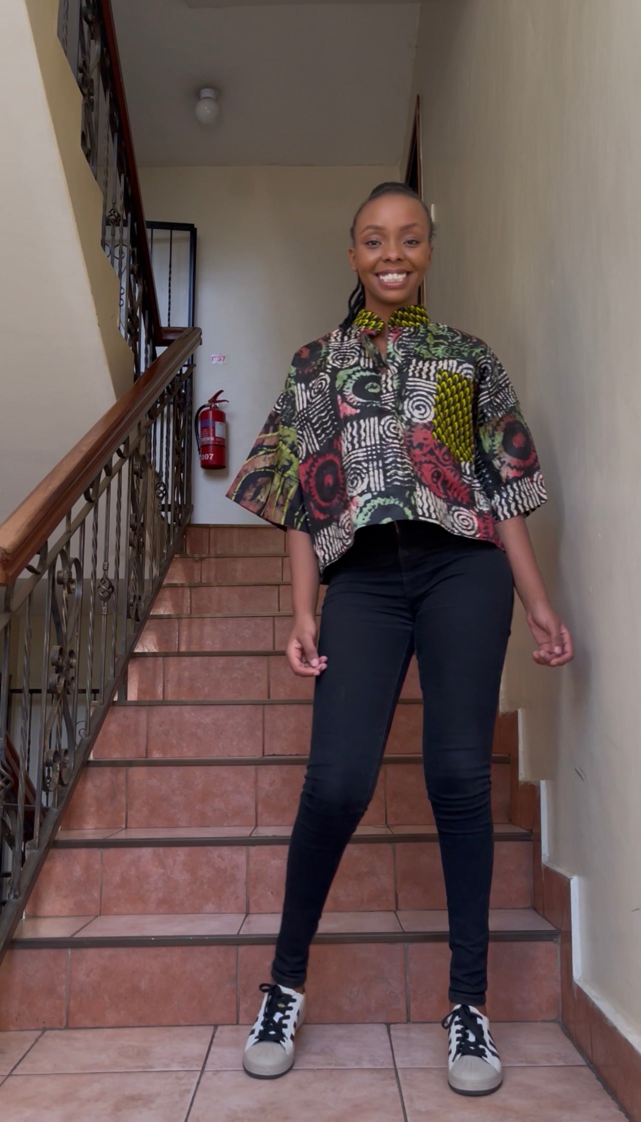 Mide - Adire and Ankara mix crop top