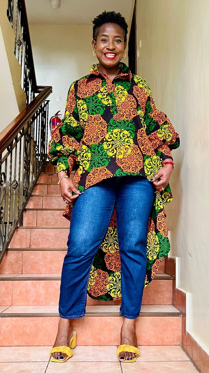 Frenchie - African print hi-low top