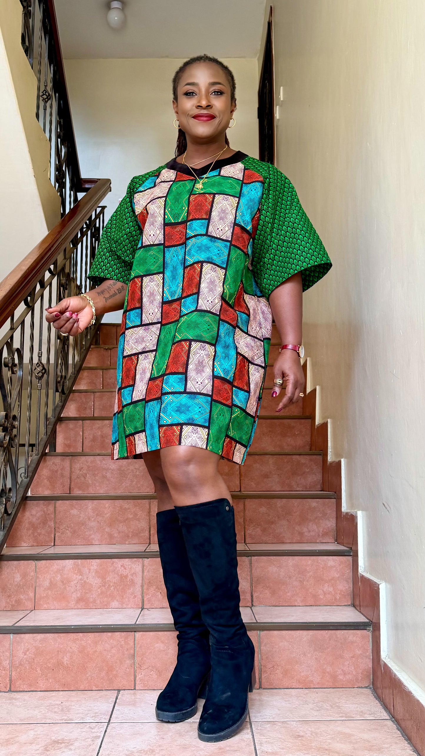 Happy - African print Teeshirt Dress