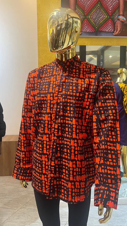Khalil - African Print Mandarin Neck Shirt